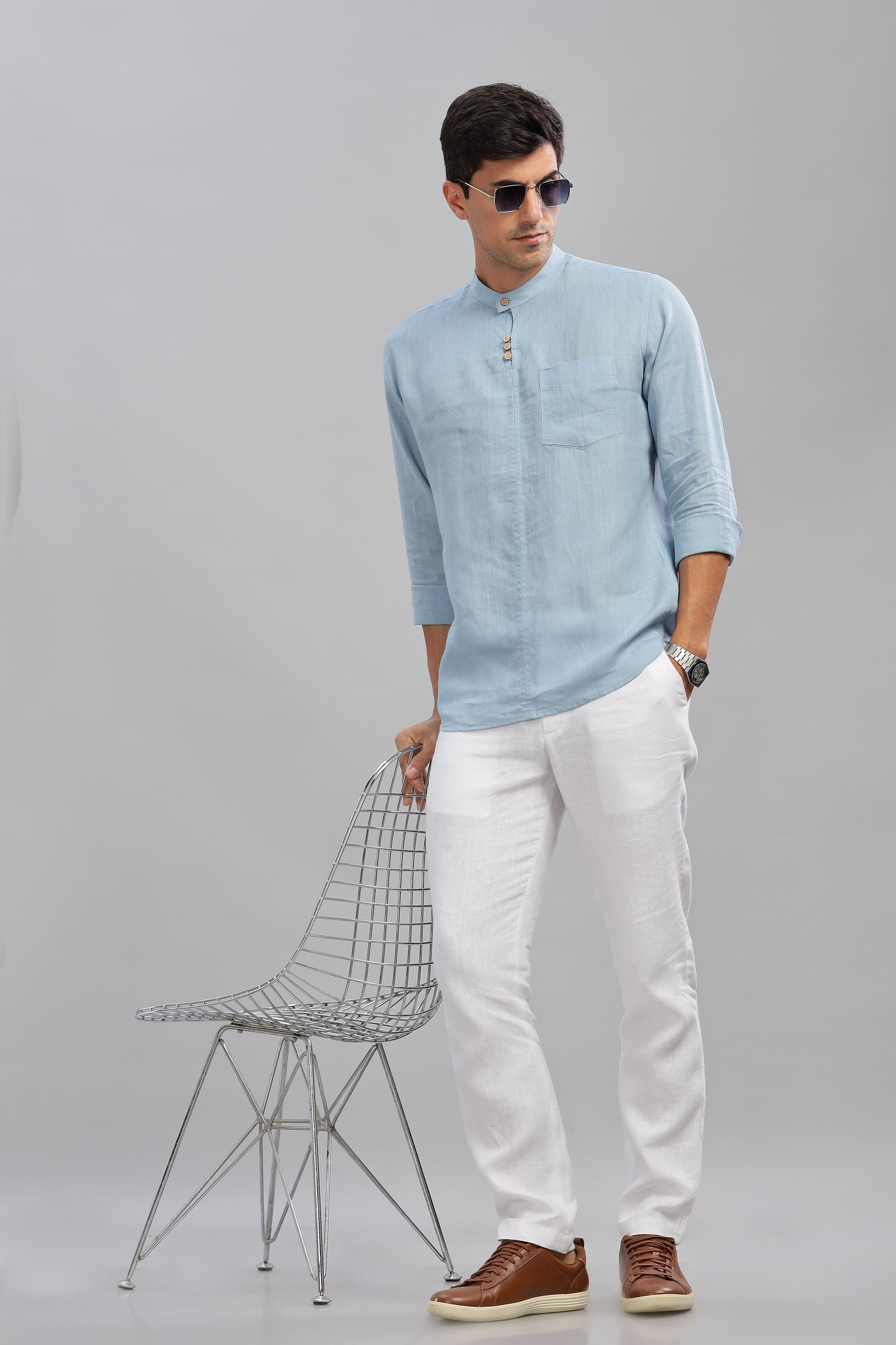 JAY - ROMANTIC CHARM HALF PLACKET PURE LINEN