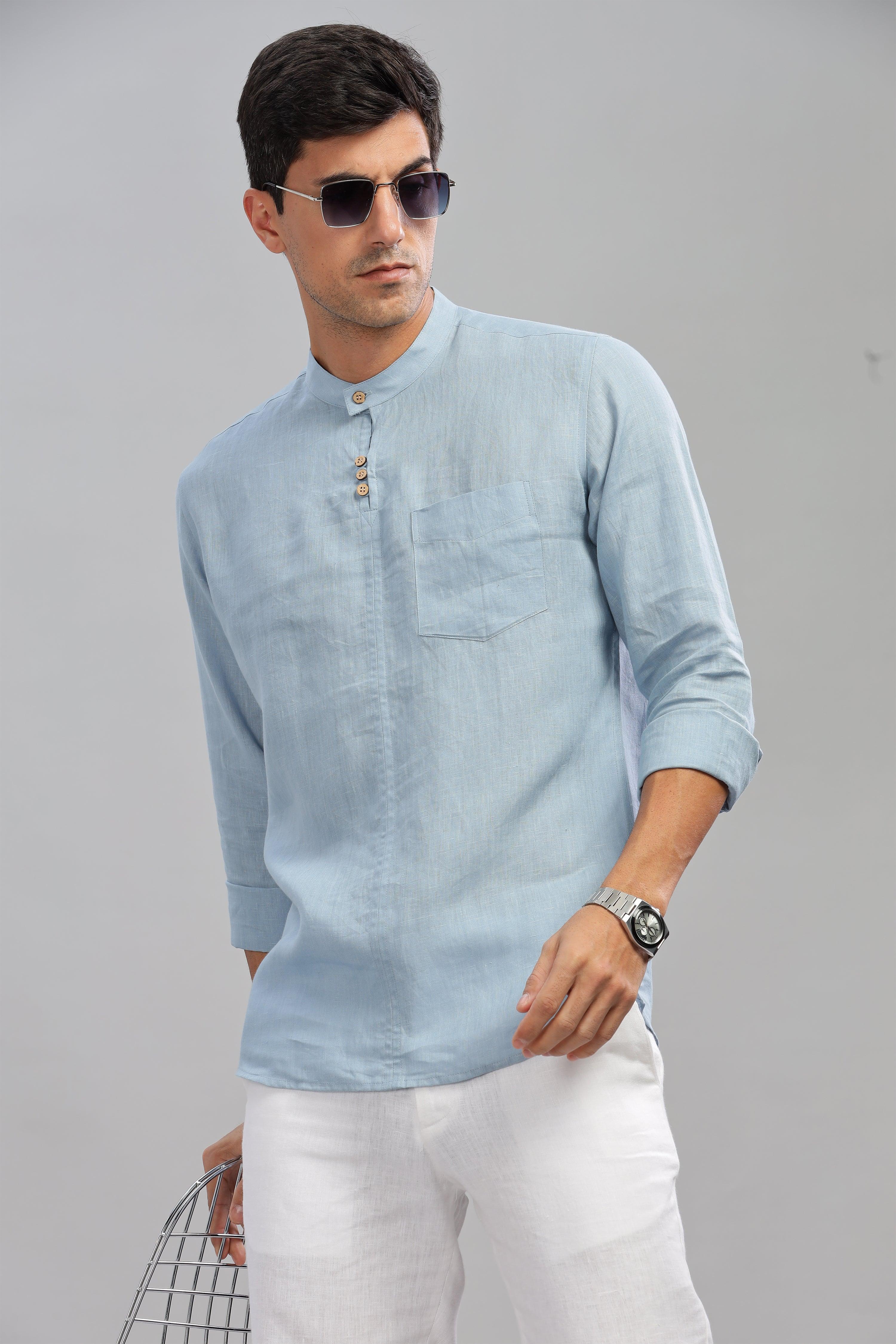 JAY - ROMANTIC CHARM HALF PLACKET PURE LINEN