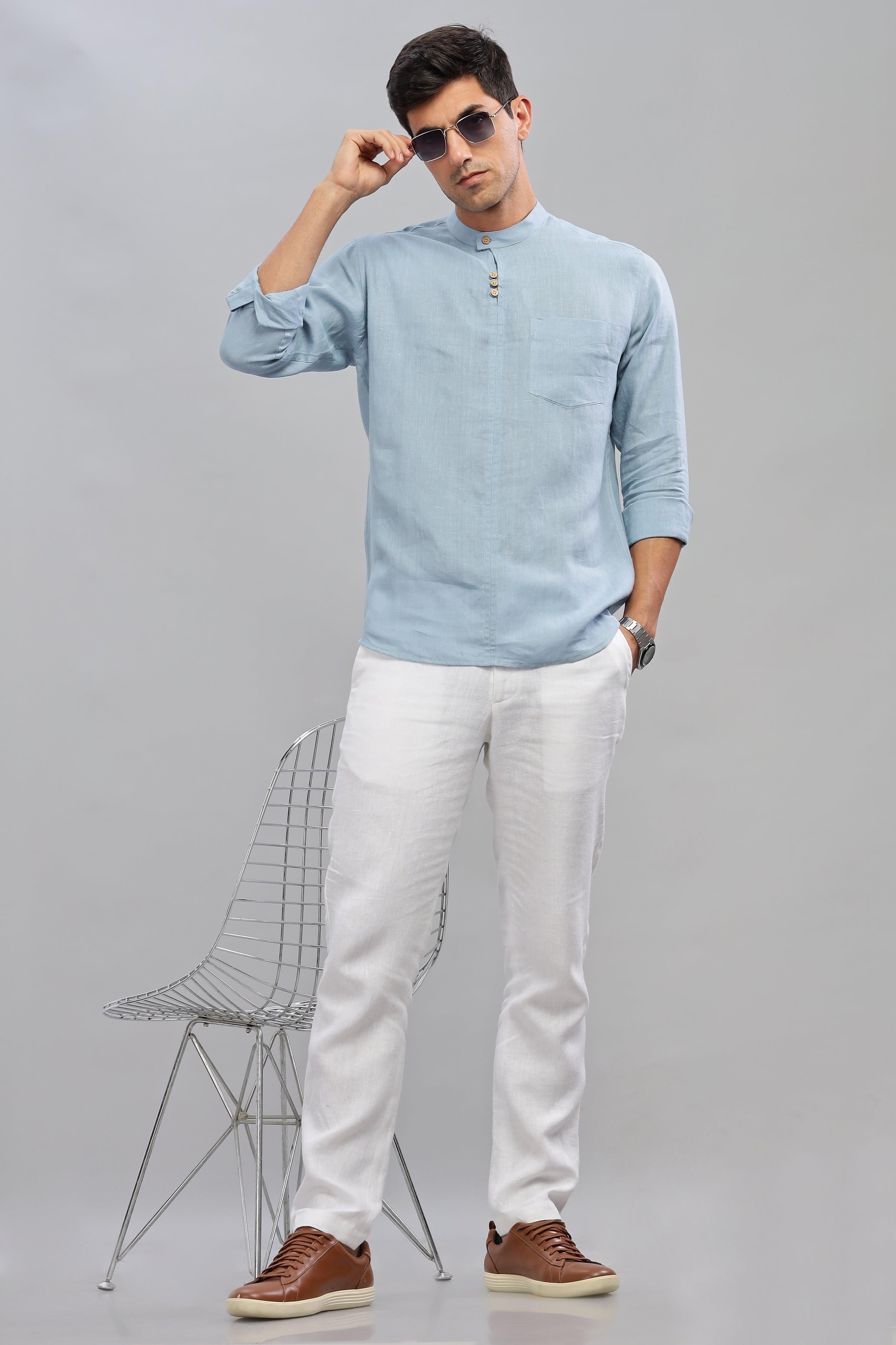 JAY - ROMANTIC CHARM HALF PLACKET PURE LINEN