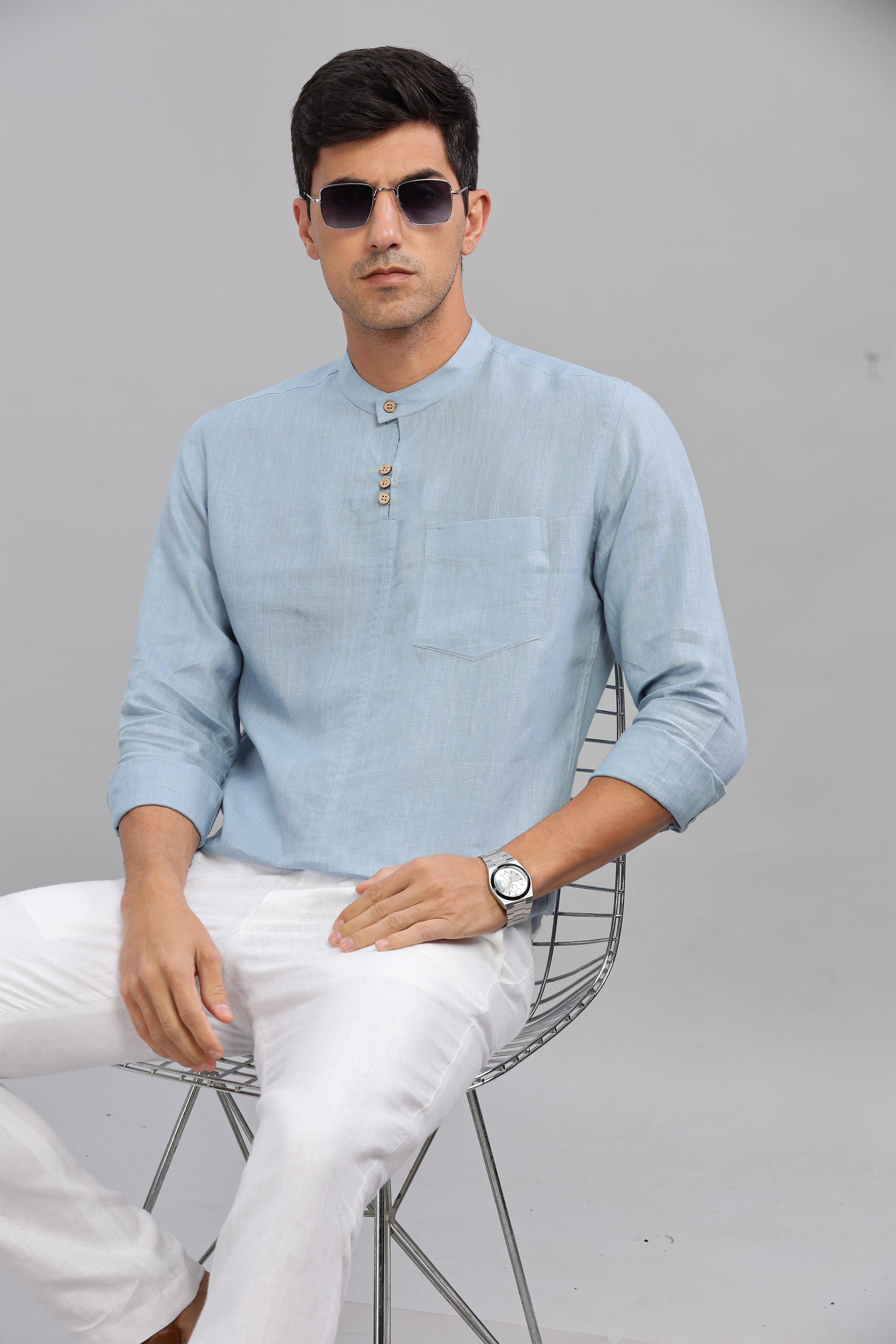 JAY - ROMANTIC CHARM HALF PLACKET PURE LINEN