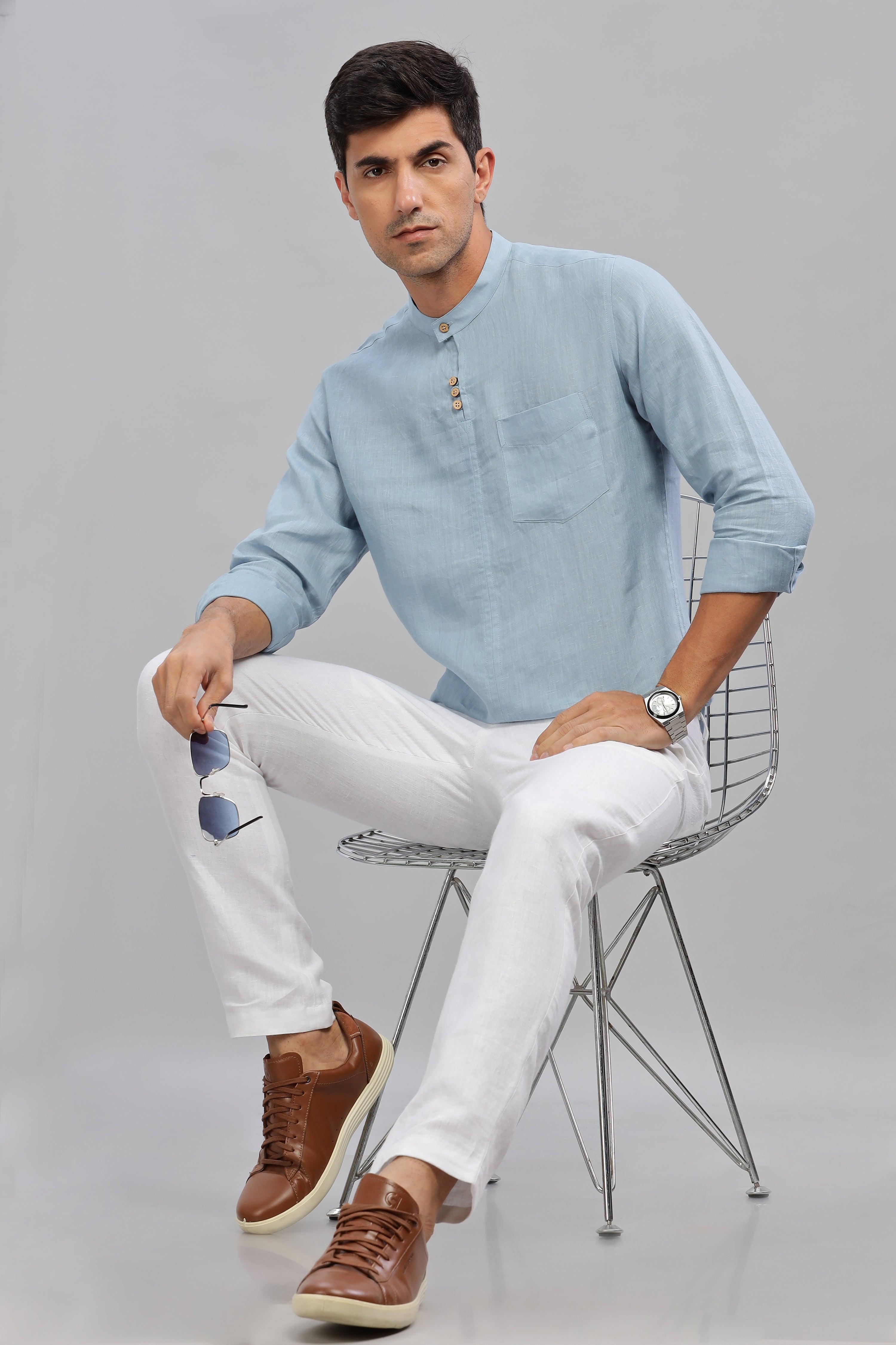 JAY - ROMANTIC CHARM HALF PLACKET PURE LINEN