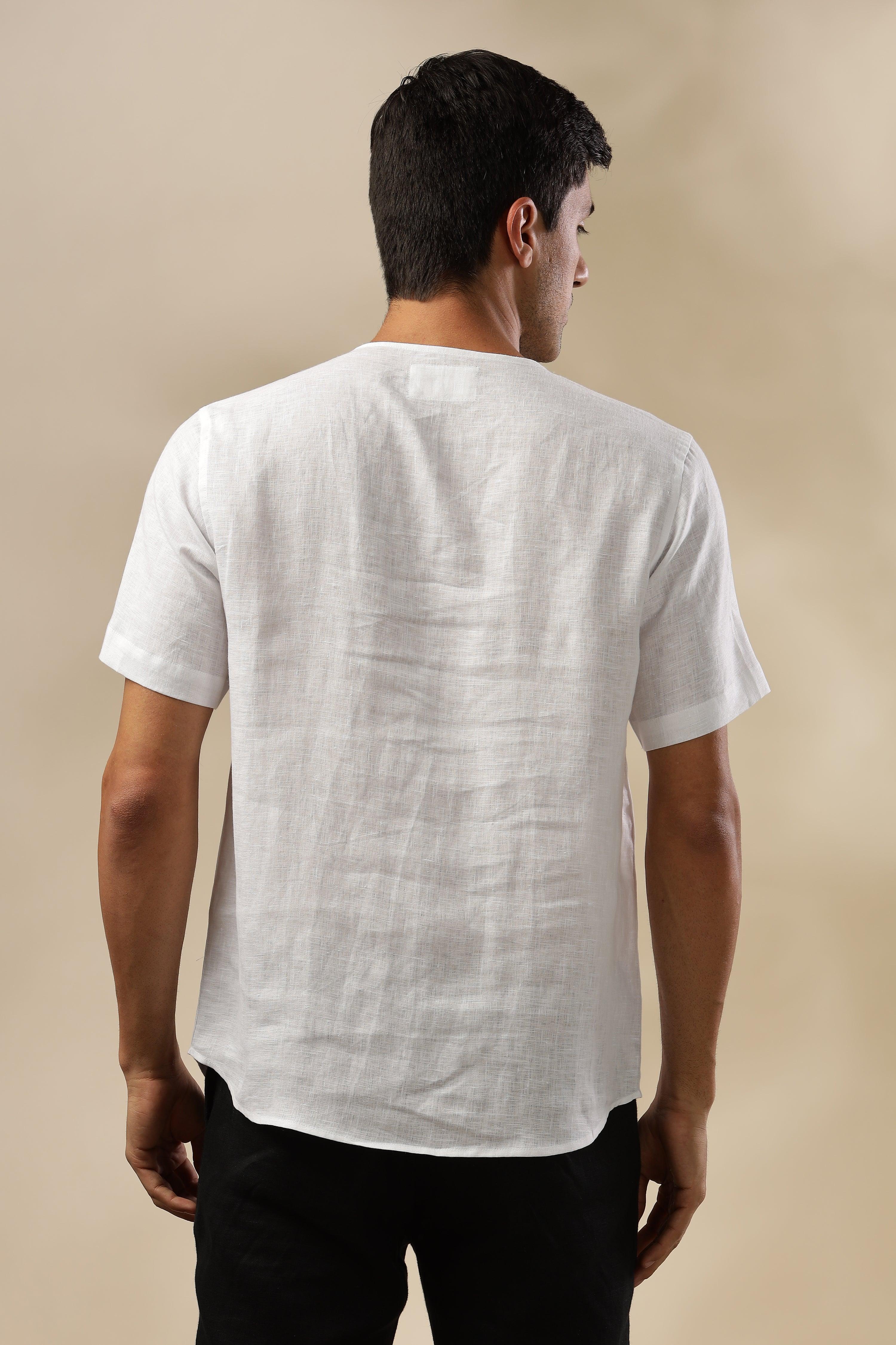 ALAN - Pure French Linen White T-Shirt