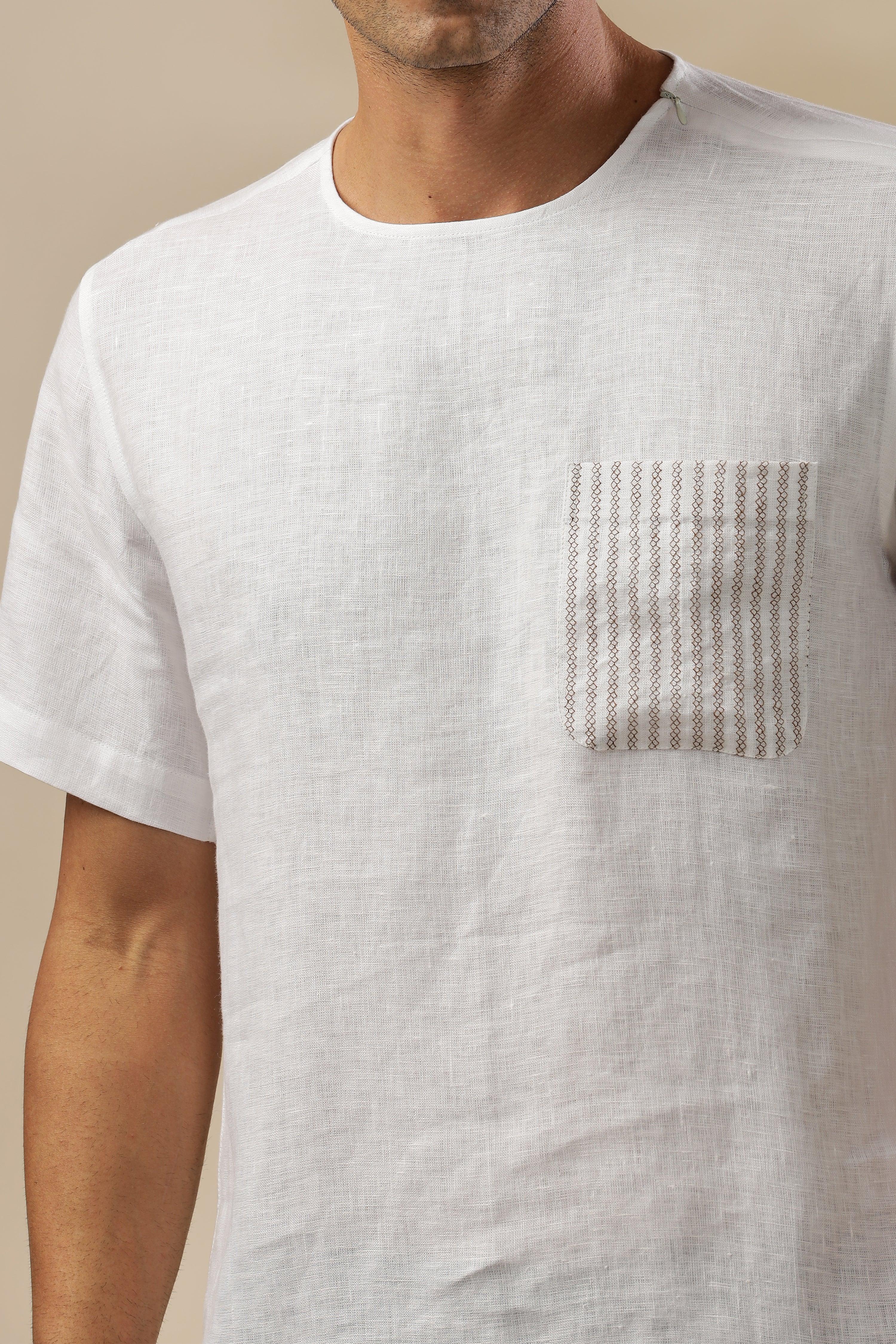 ALAN - Pure French Linen White T-Shirt