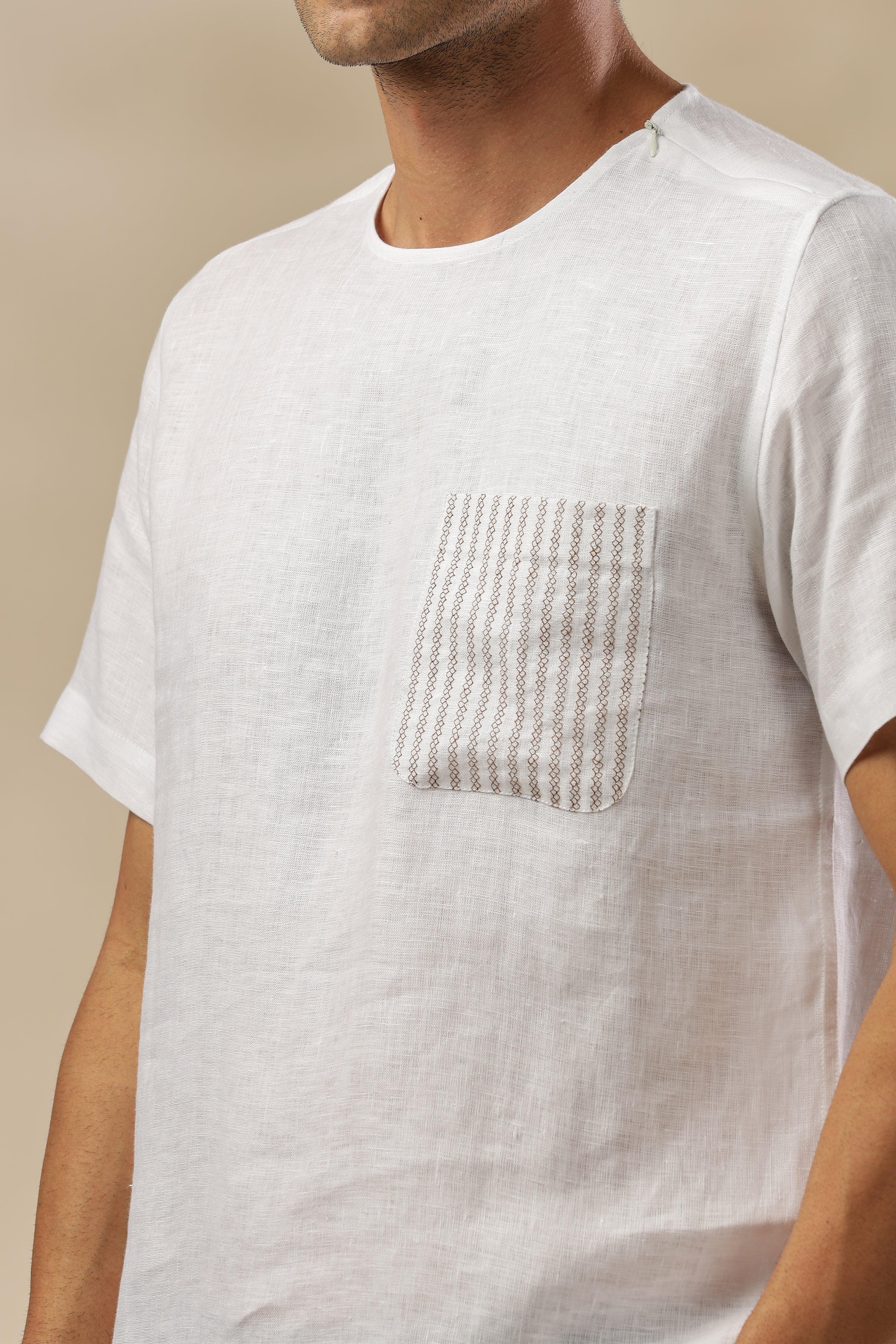 ALAN - Pure French Linen White T-Shirt