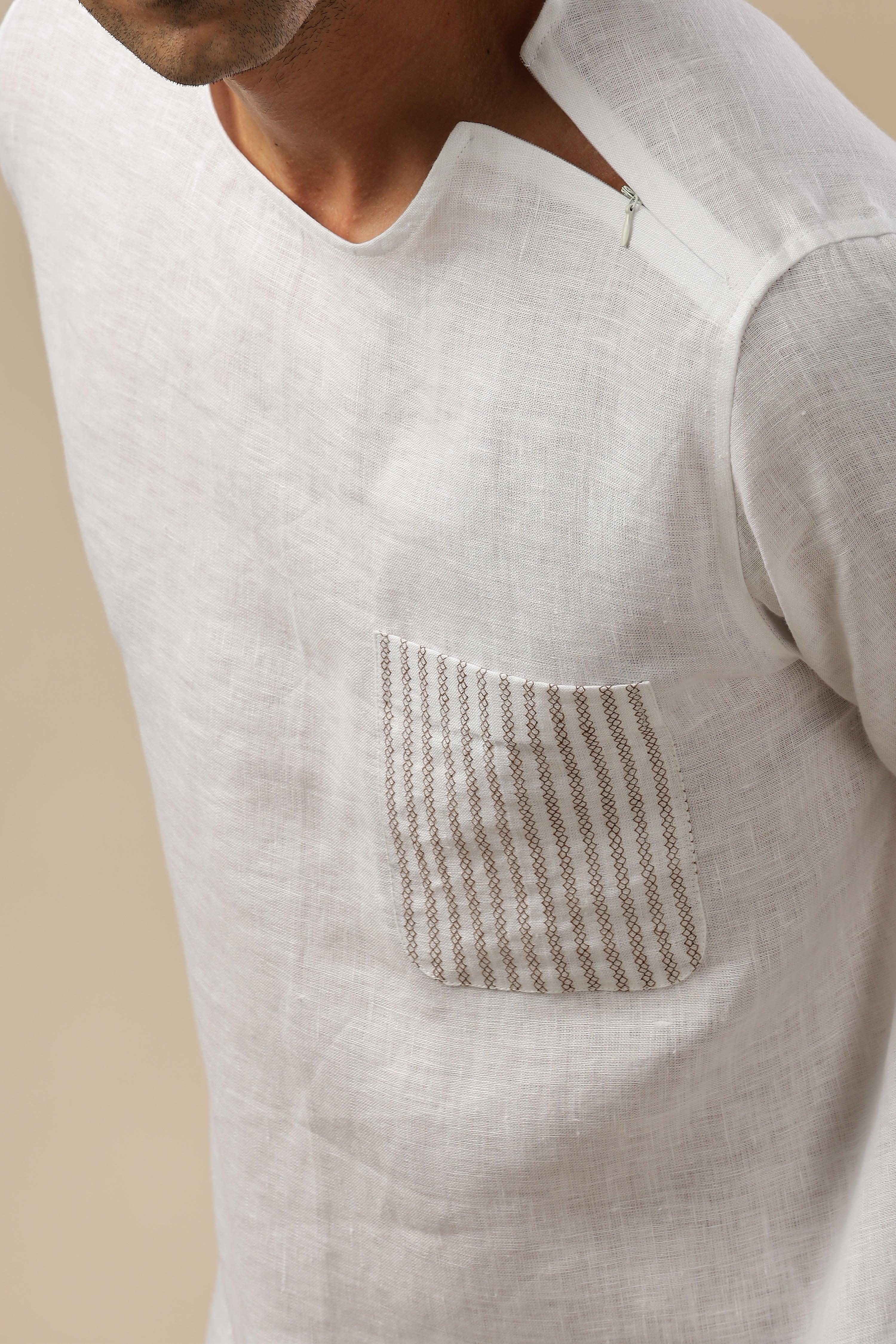 ALAN - Pure French Linen White T-Shirt