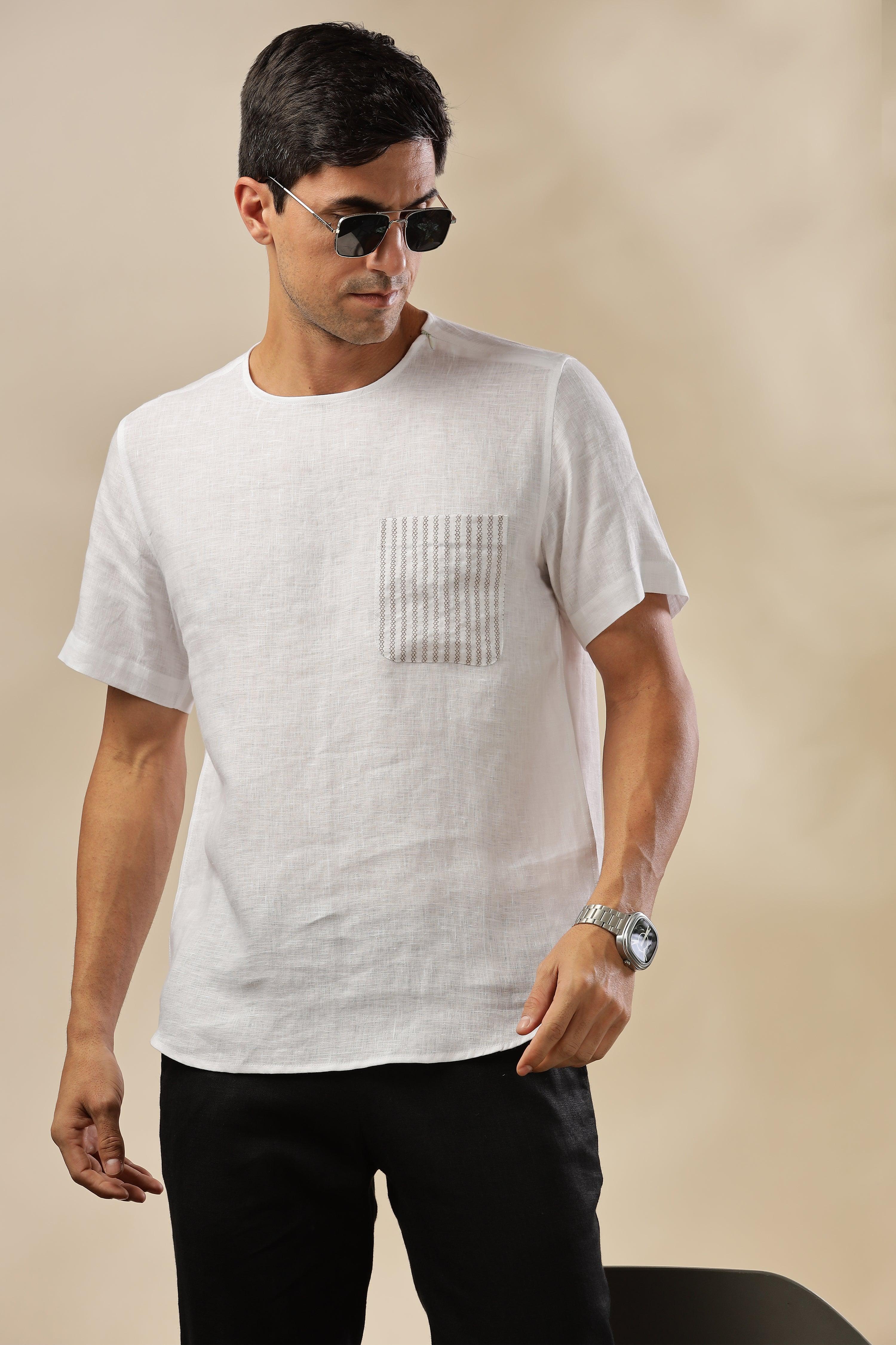 ALAN - Pure French Linen White T-Shirt