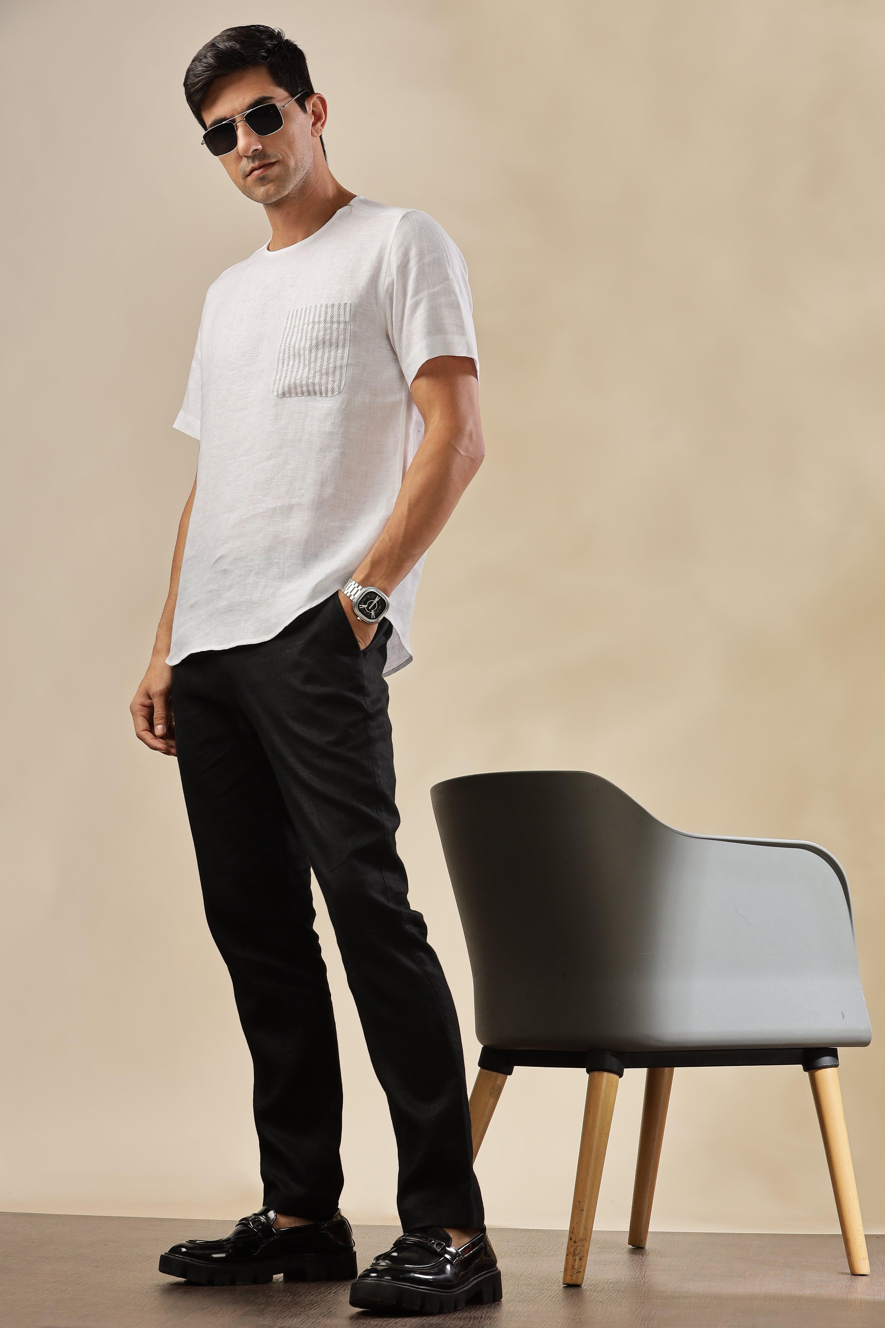 ALAN - Pure French Linen White T-Shirt