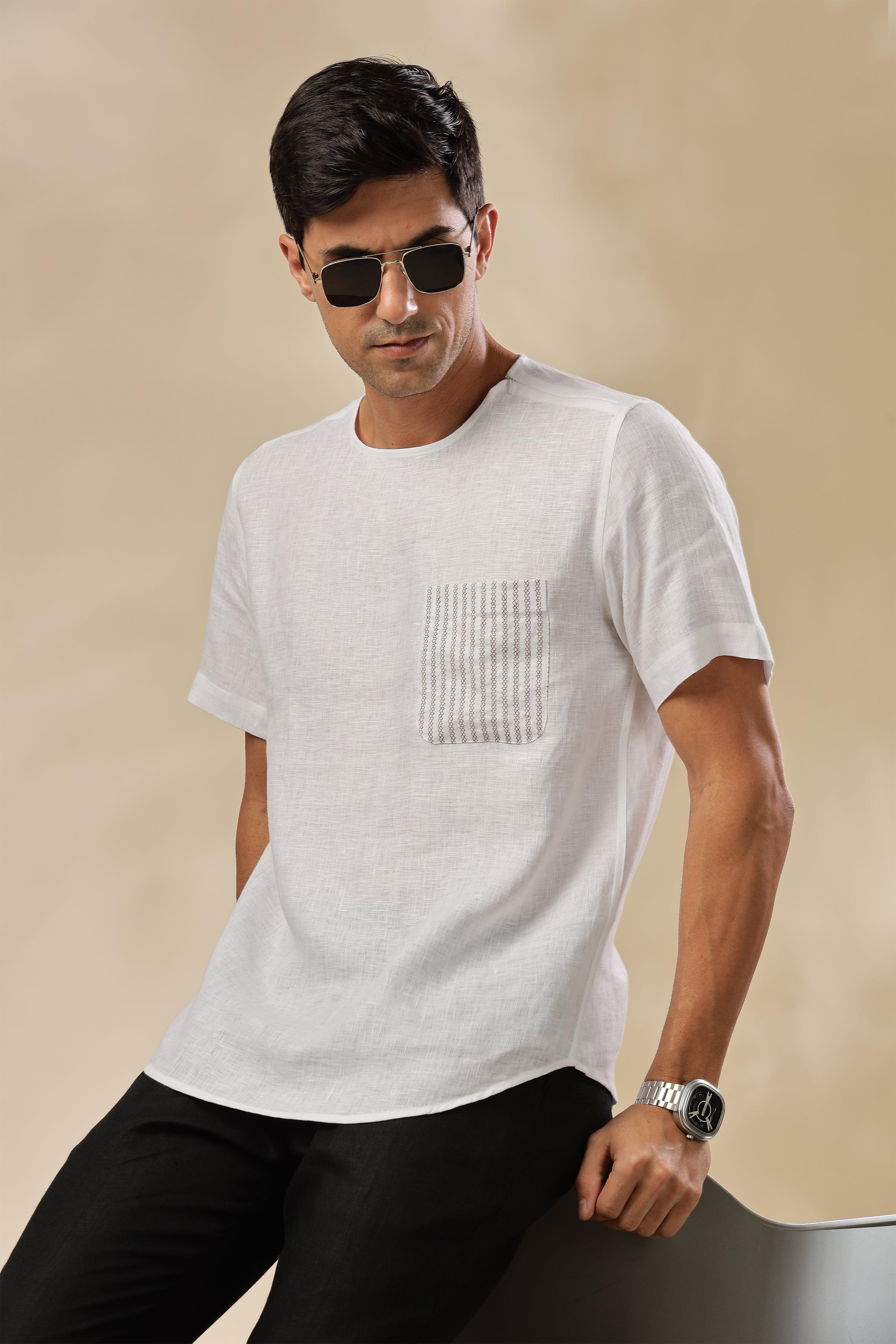 ALAN - Pure French Linen White T-Shirt