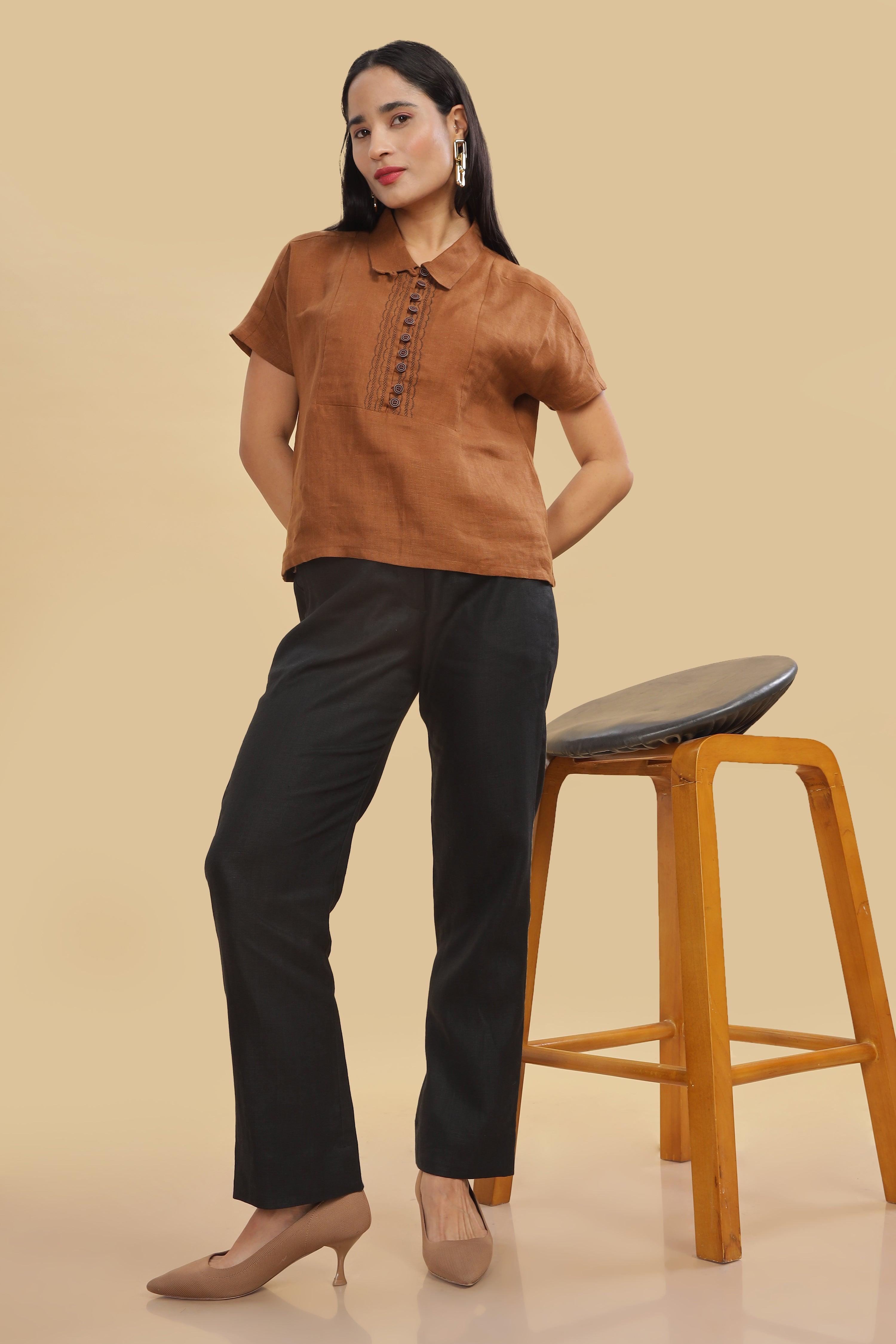 IRENE - Irish Pure Linen Black Trousers