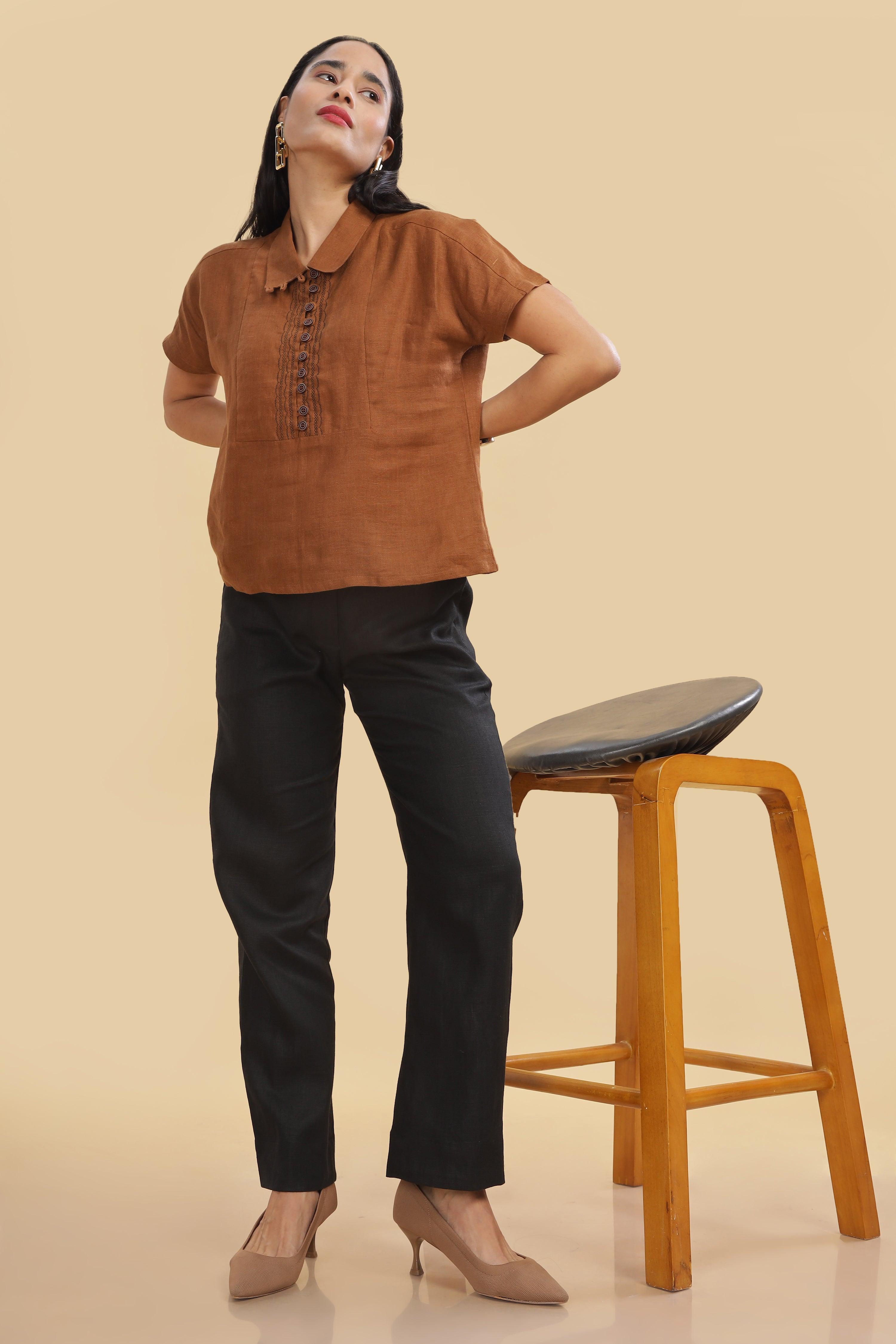 IRENE - Irish Pure Linen Black Trousers