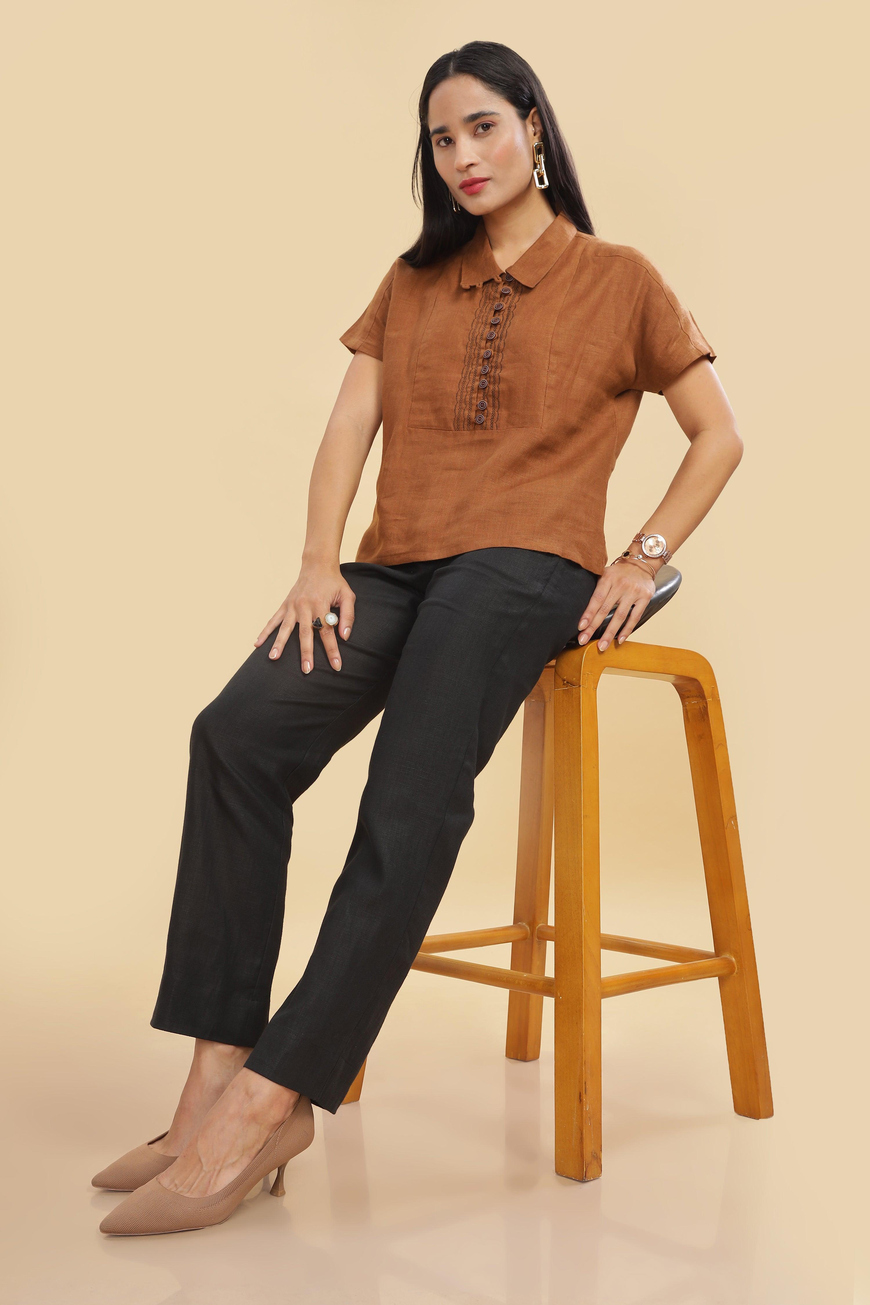 IRENE - Irish Pure Linen Black Trousers