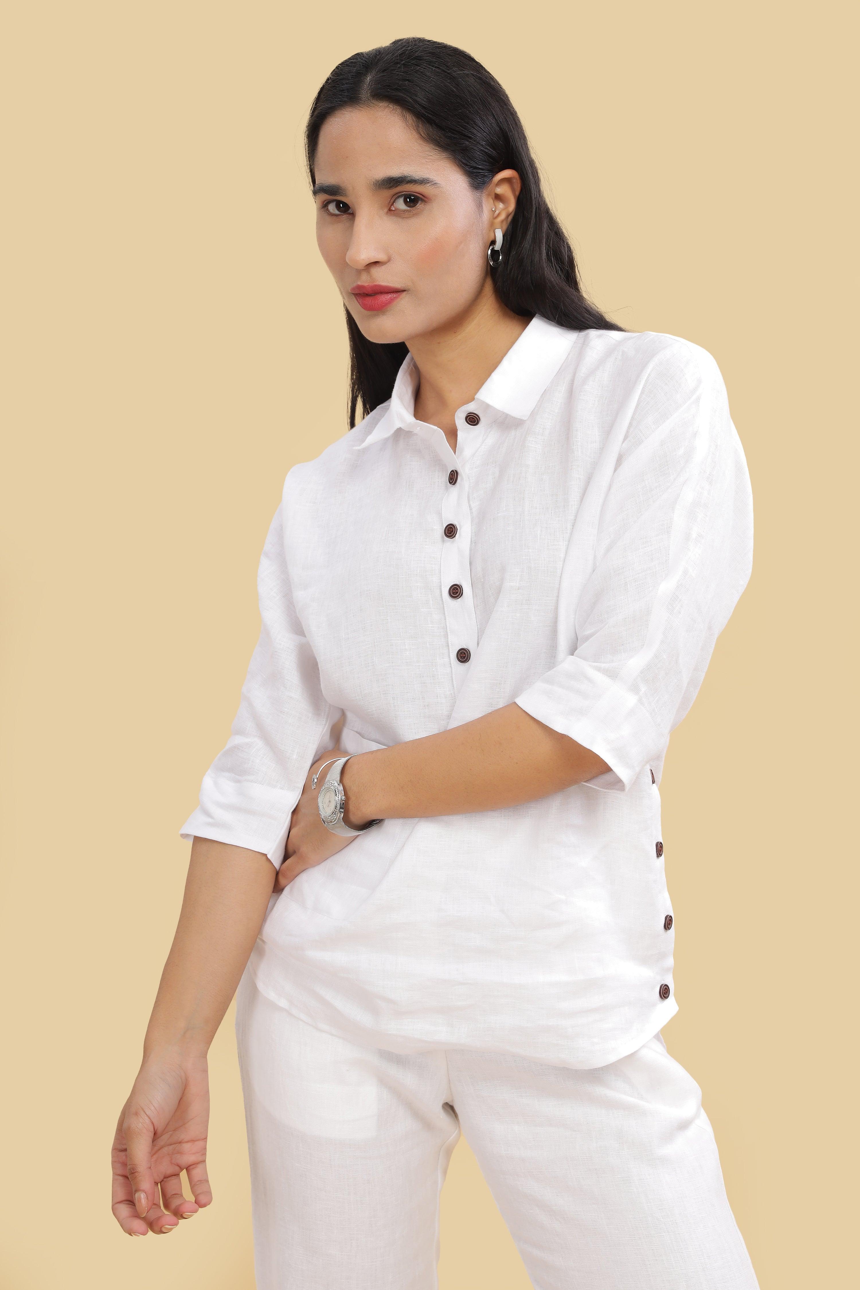OZY - Pure French Linen White Co-ord Sets