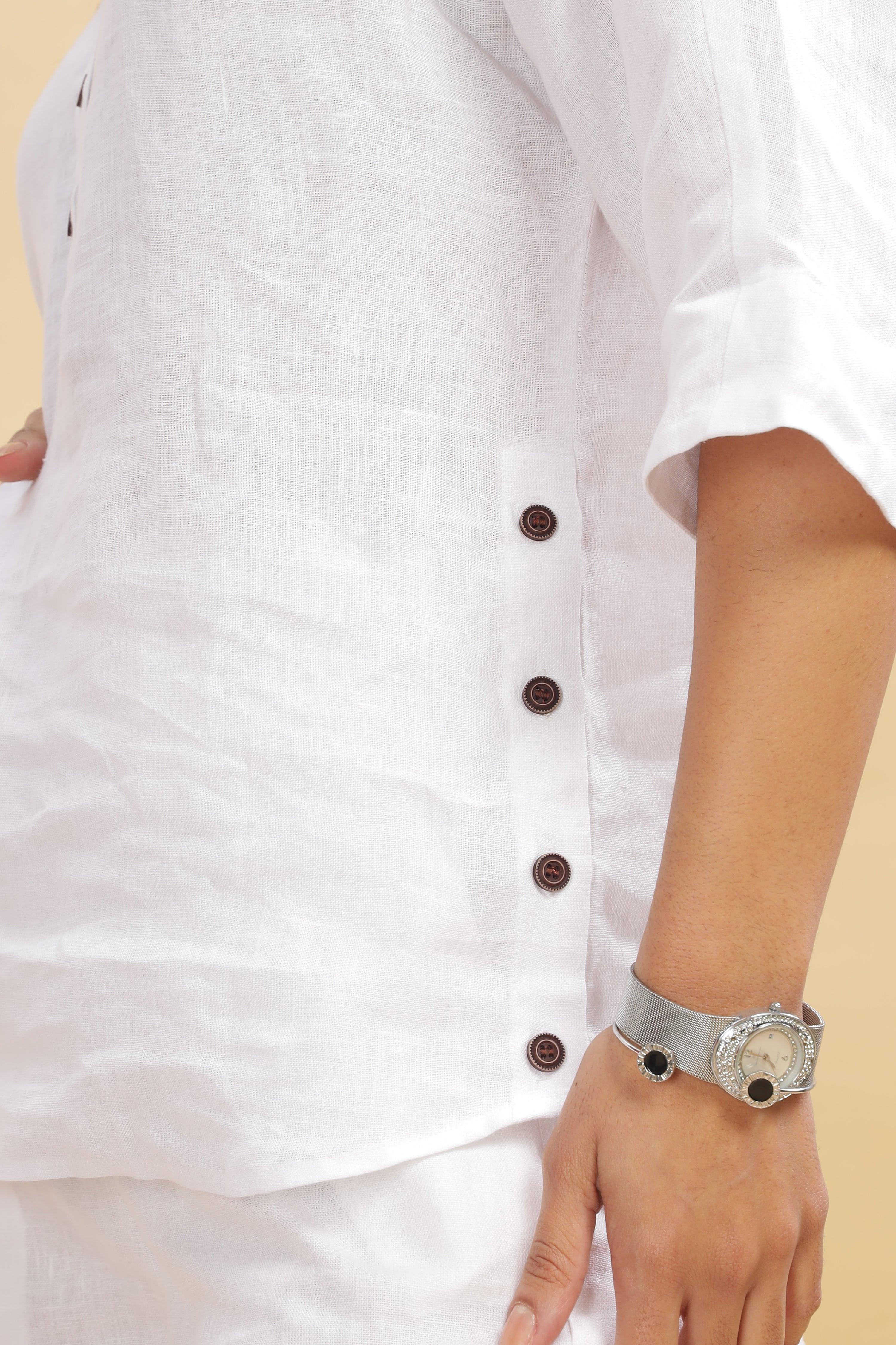 OZY - Pure French Linen White Co-ord Sets