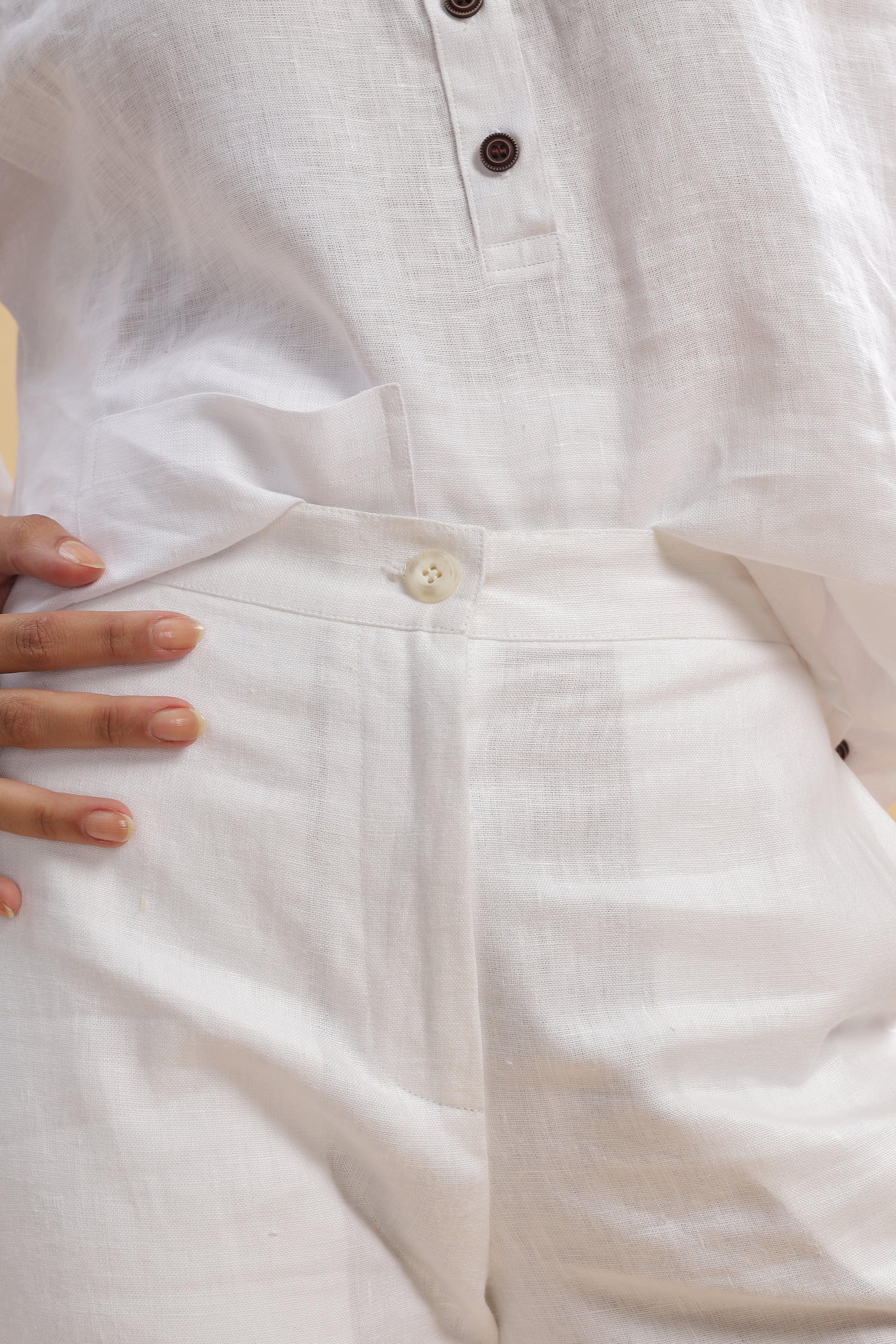 OZY - Pure French Linen White Co-ord Sets