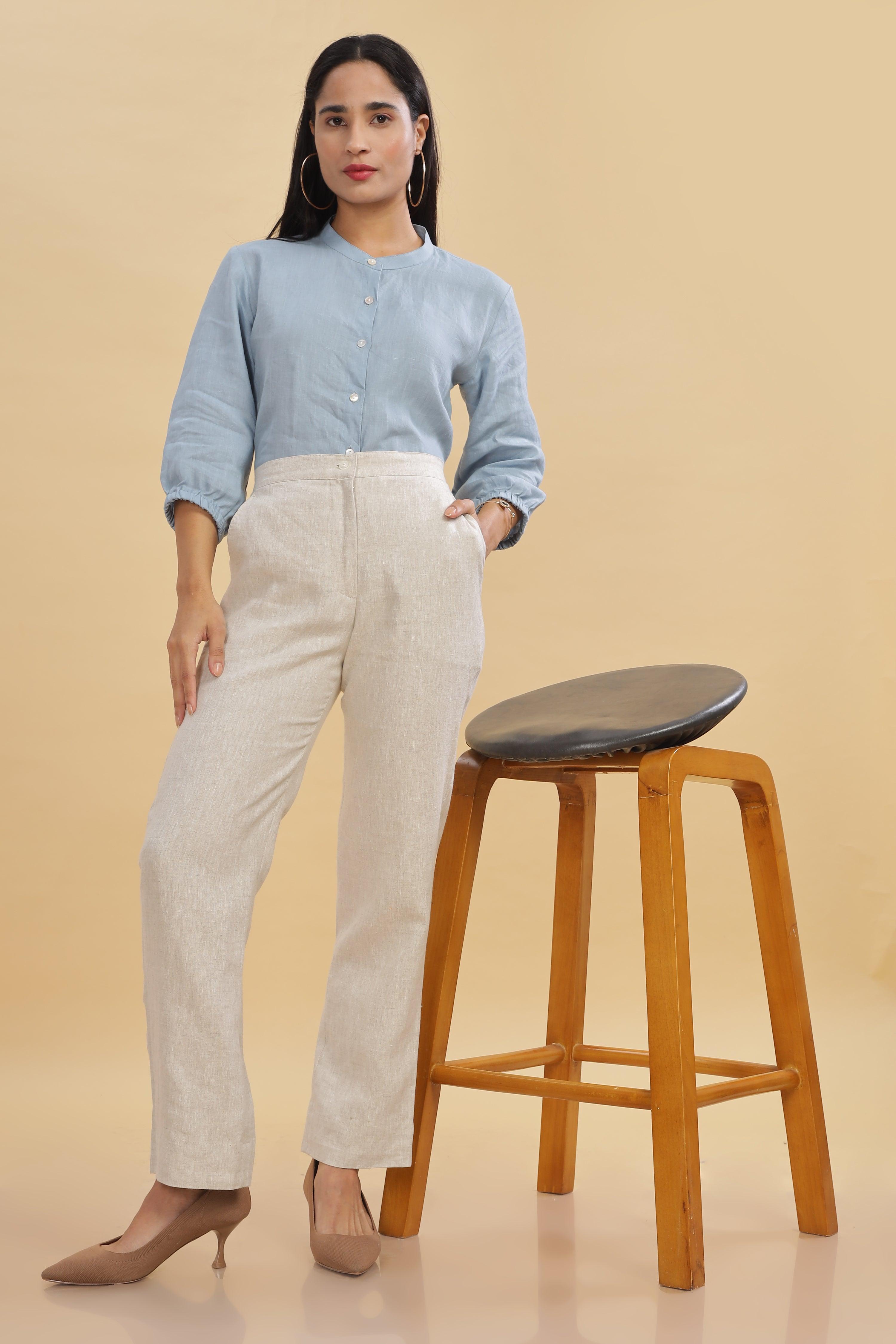 IRENE - Irish Pure Linen Natural Trousers