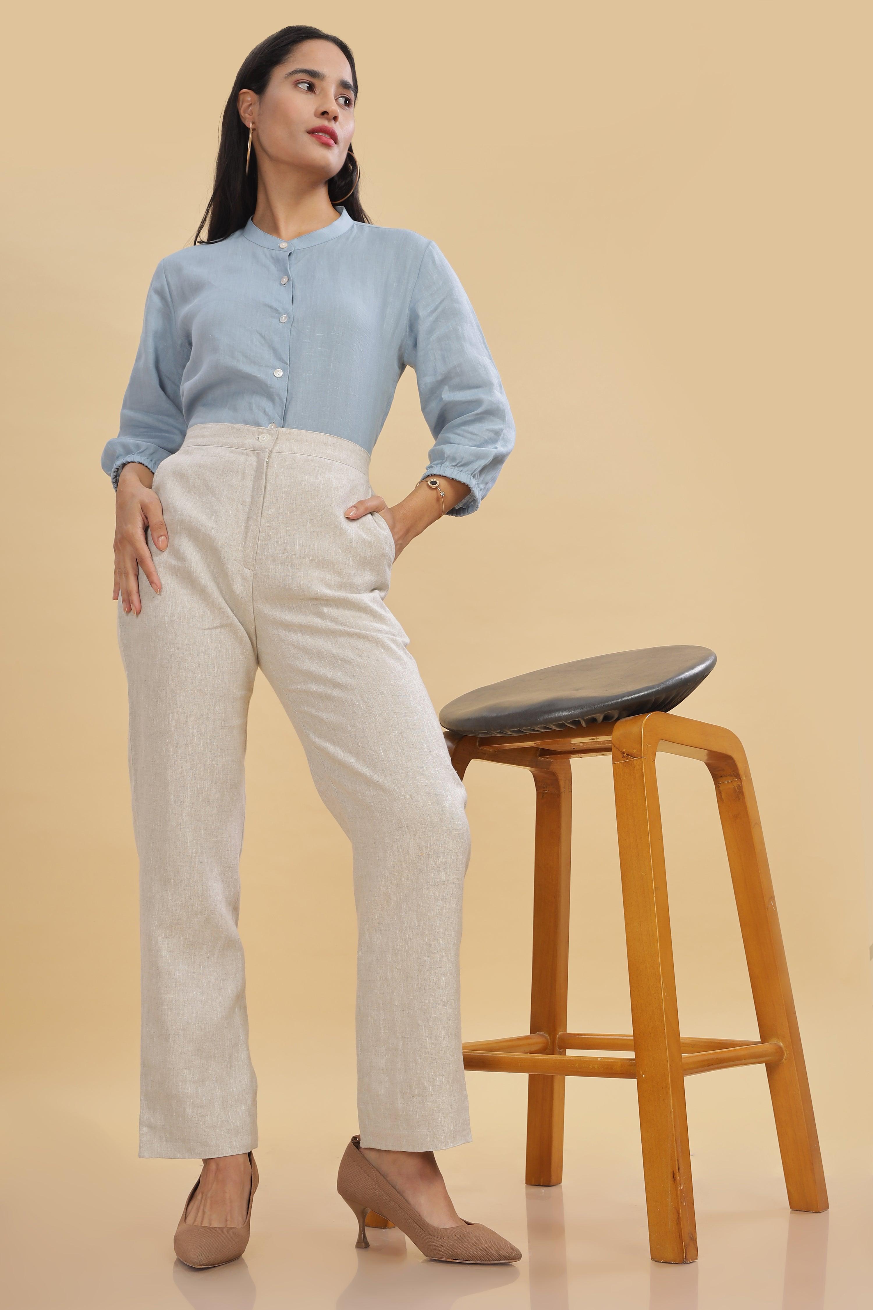 IRENE - Irish Pure Linen Natural Trousers
