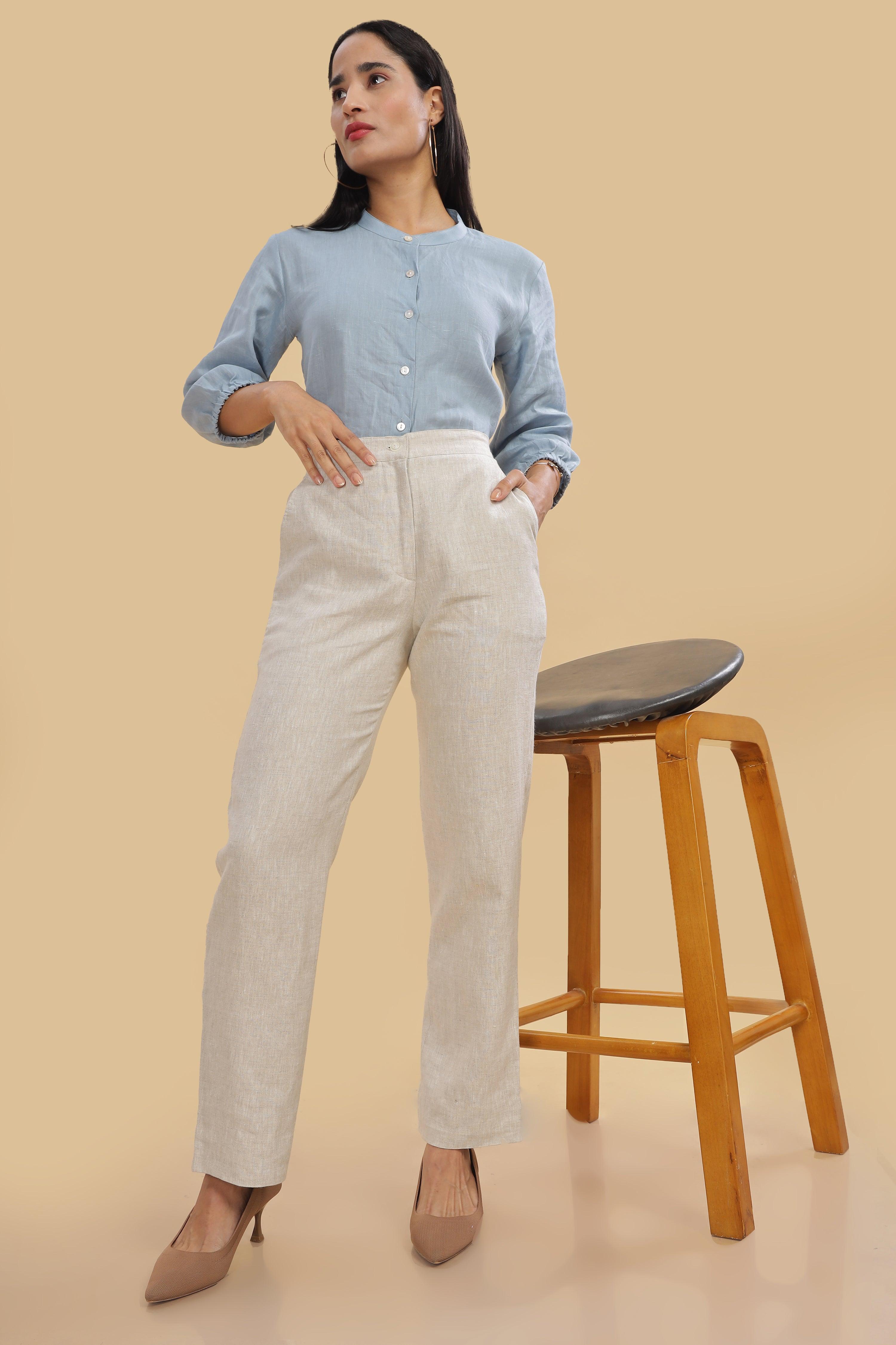 IRENE - Irish Pure Linen Natural Trousers