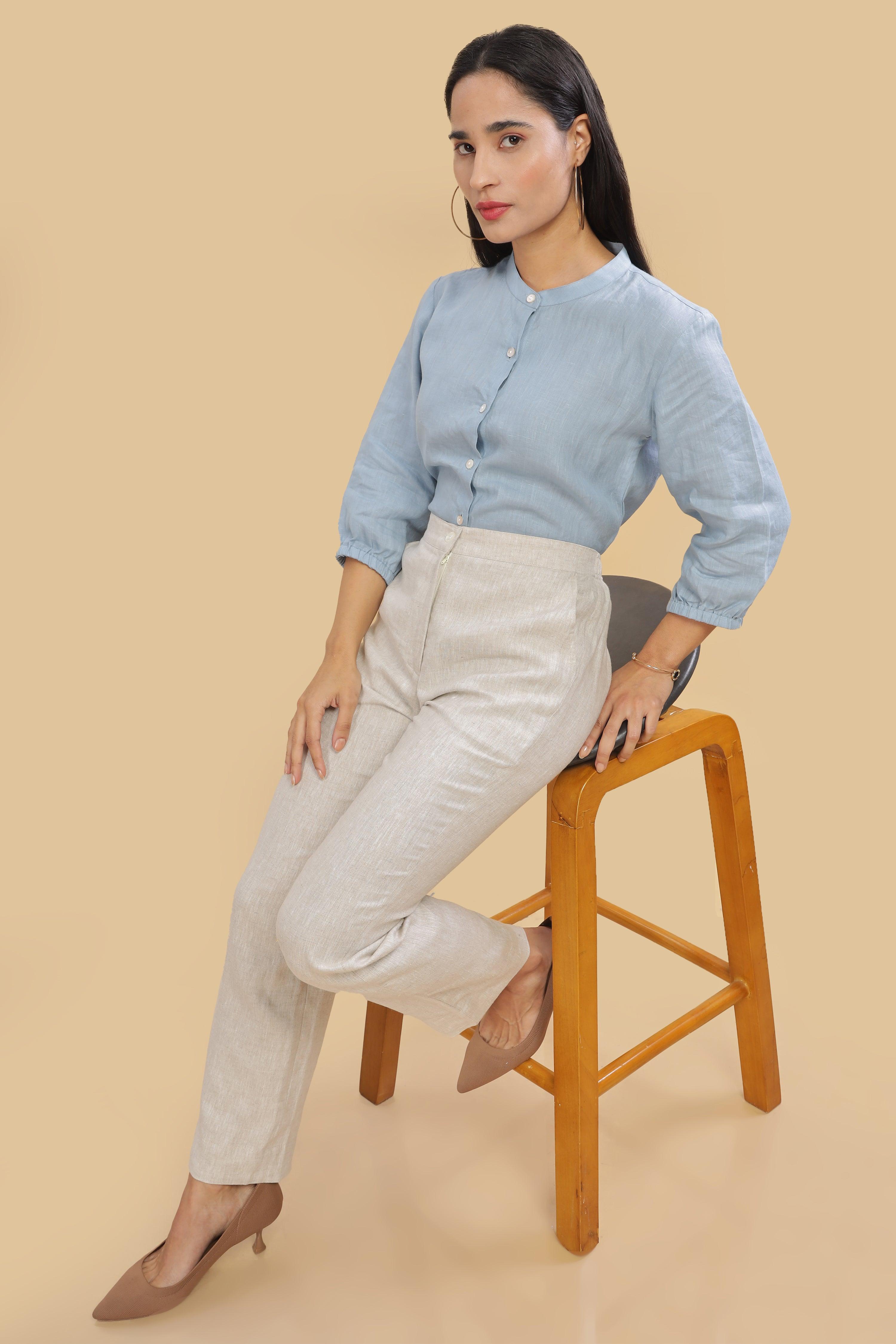 IRENE - Irish Pure Linen Natural Trousers