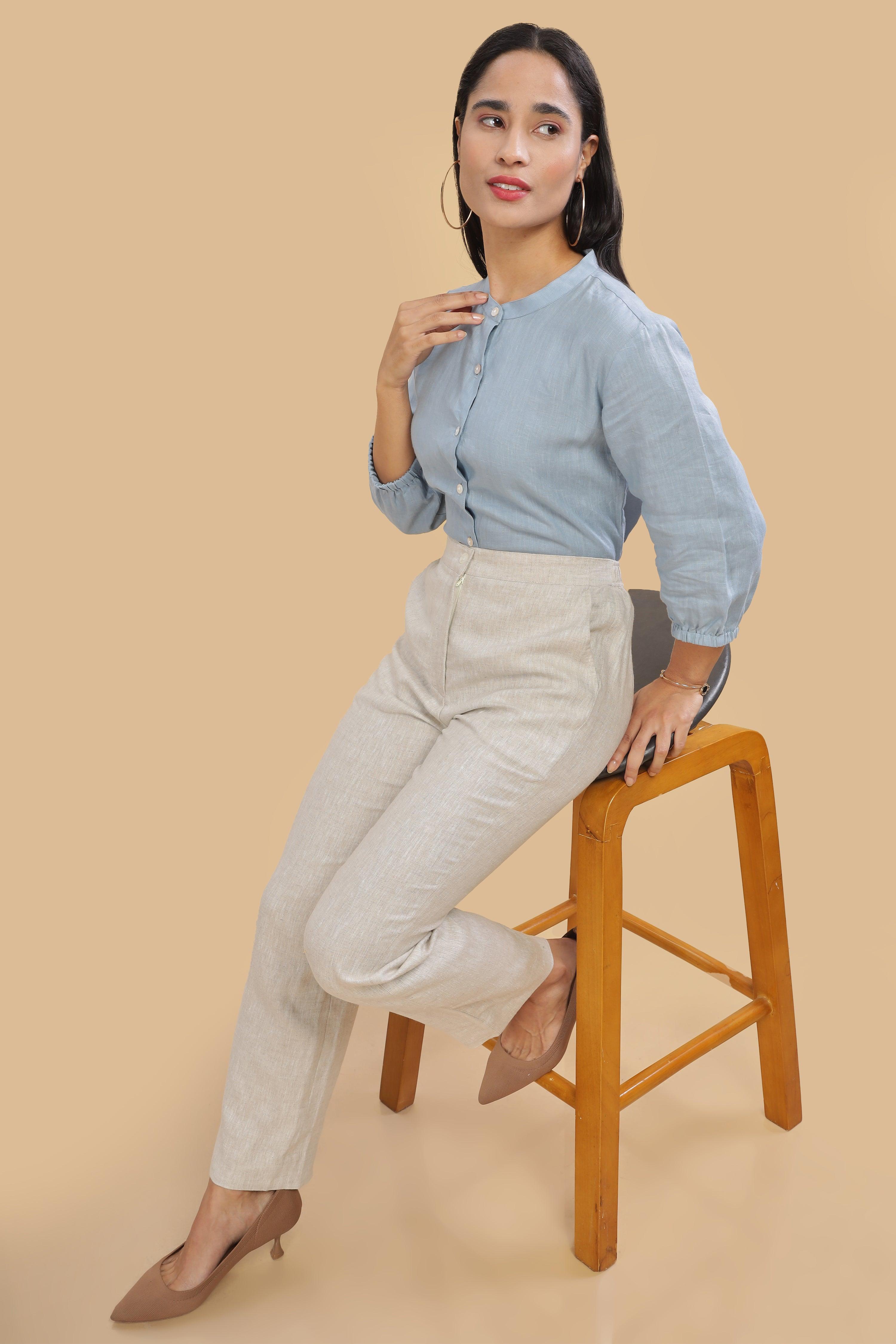 IRENE - Irish Pure Linen Natural Trousers
