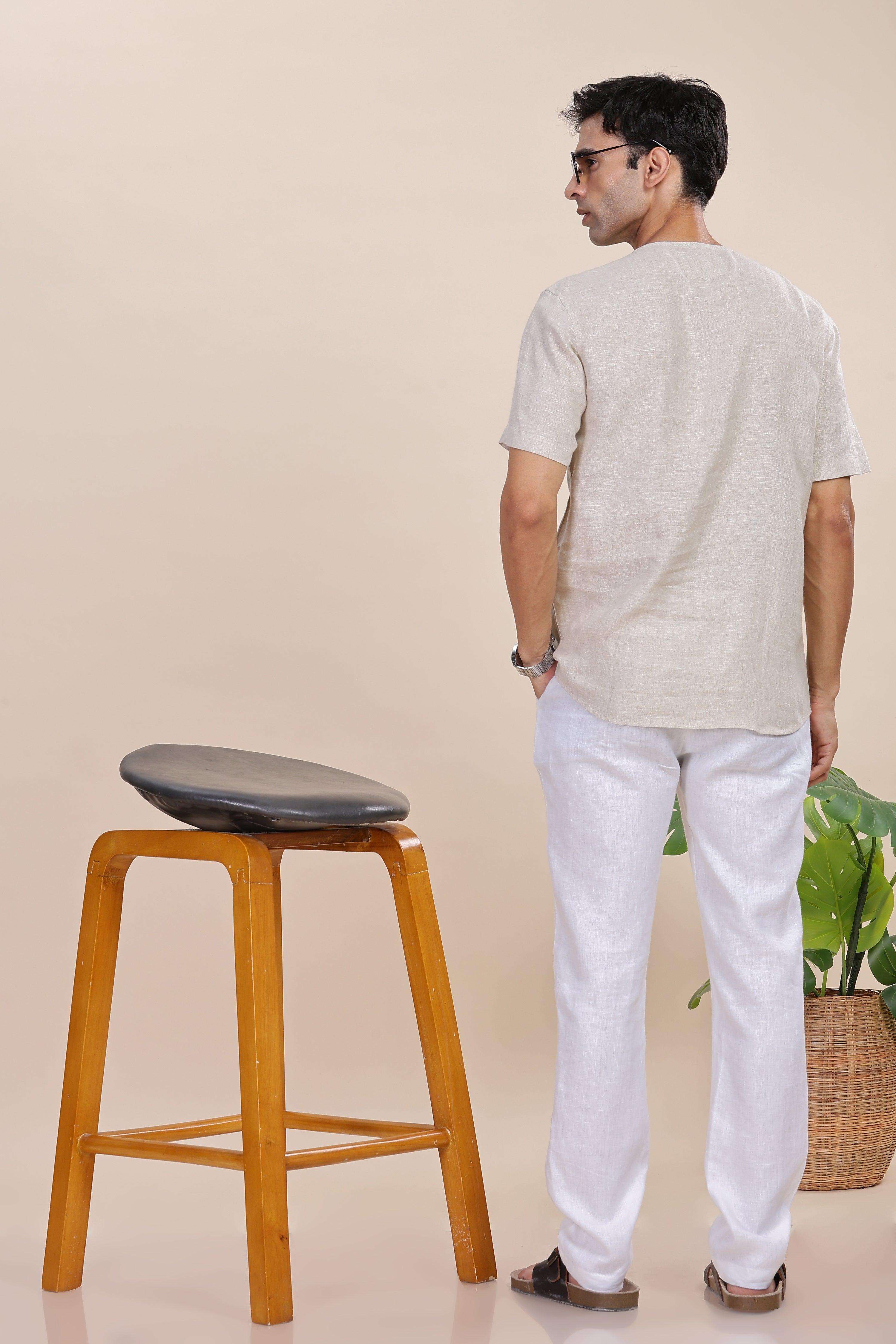 ALAN - Pure French Linen Natural T-Shirt