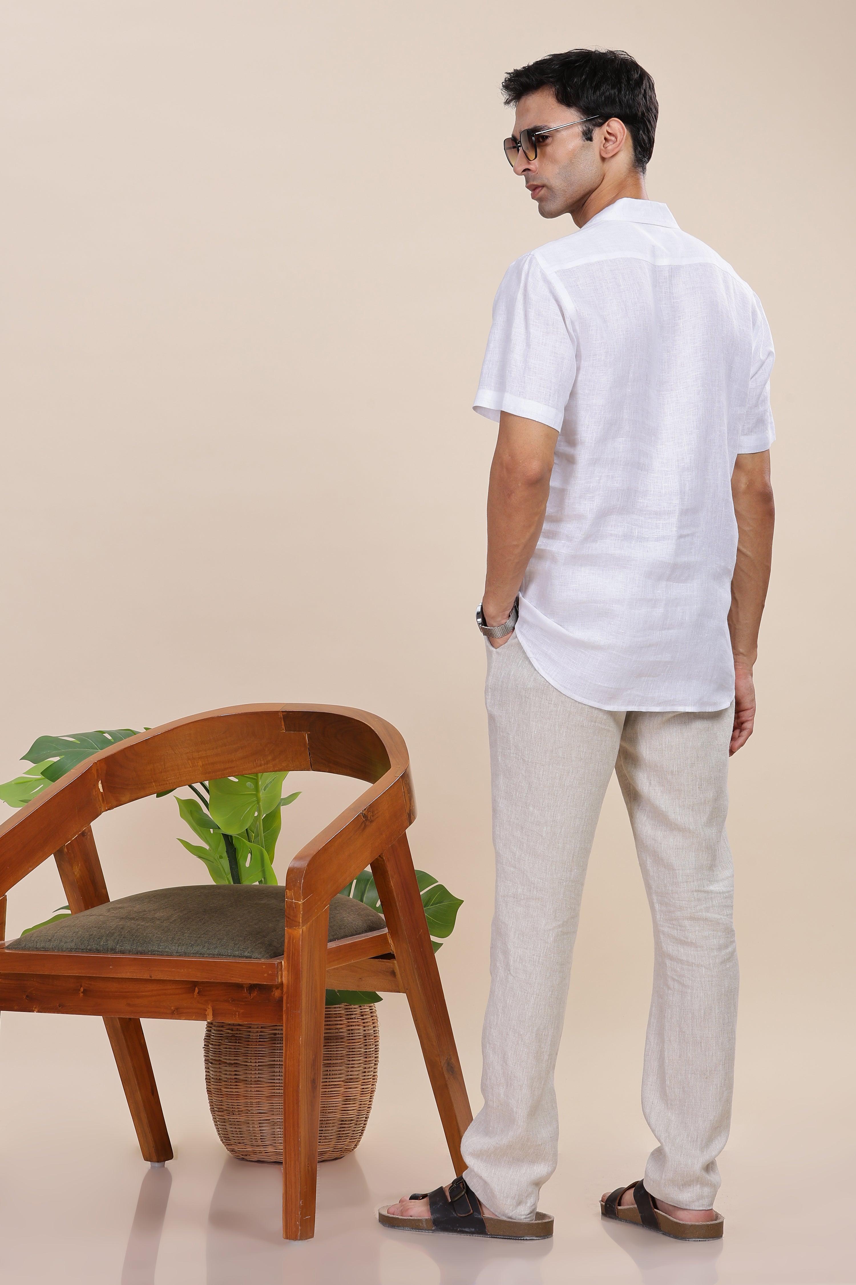BRIAN - The Epitome Of Elegance 100% Pure Linen White Shirt