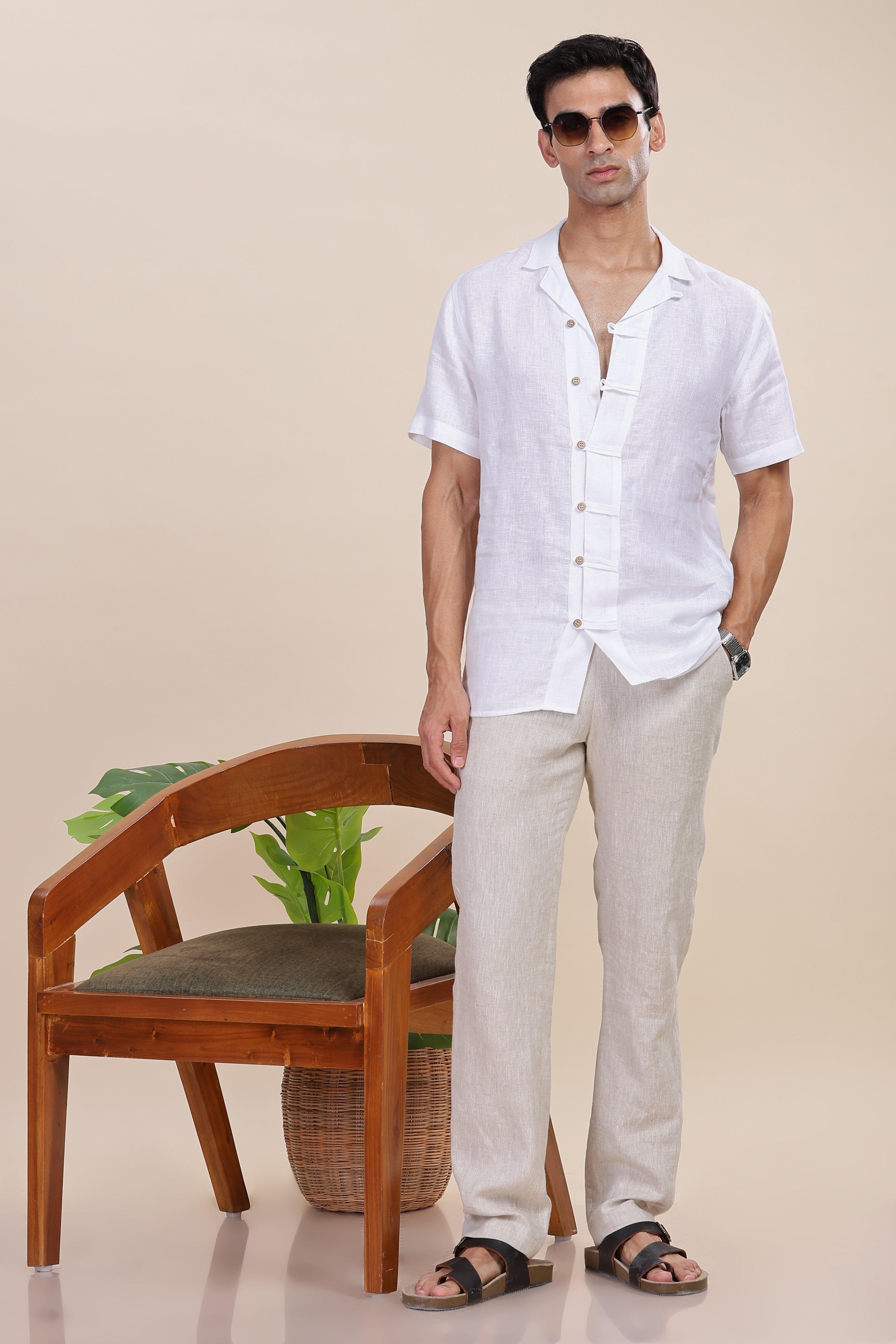 BRIAN - The Epitome Of Elegance 100% Pure Linen White Shirt