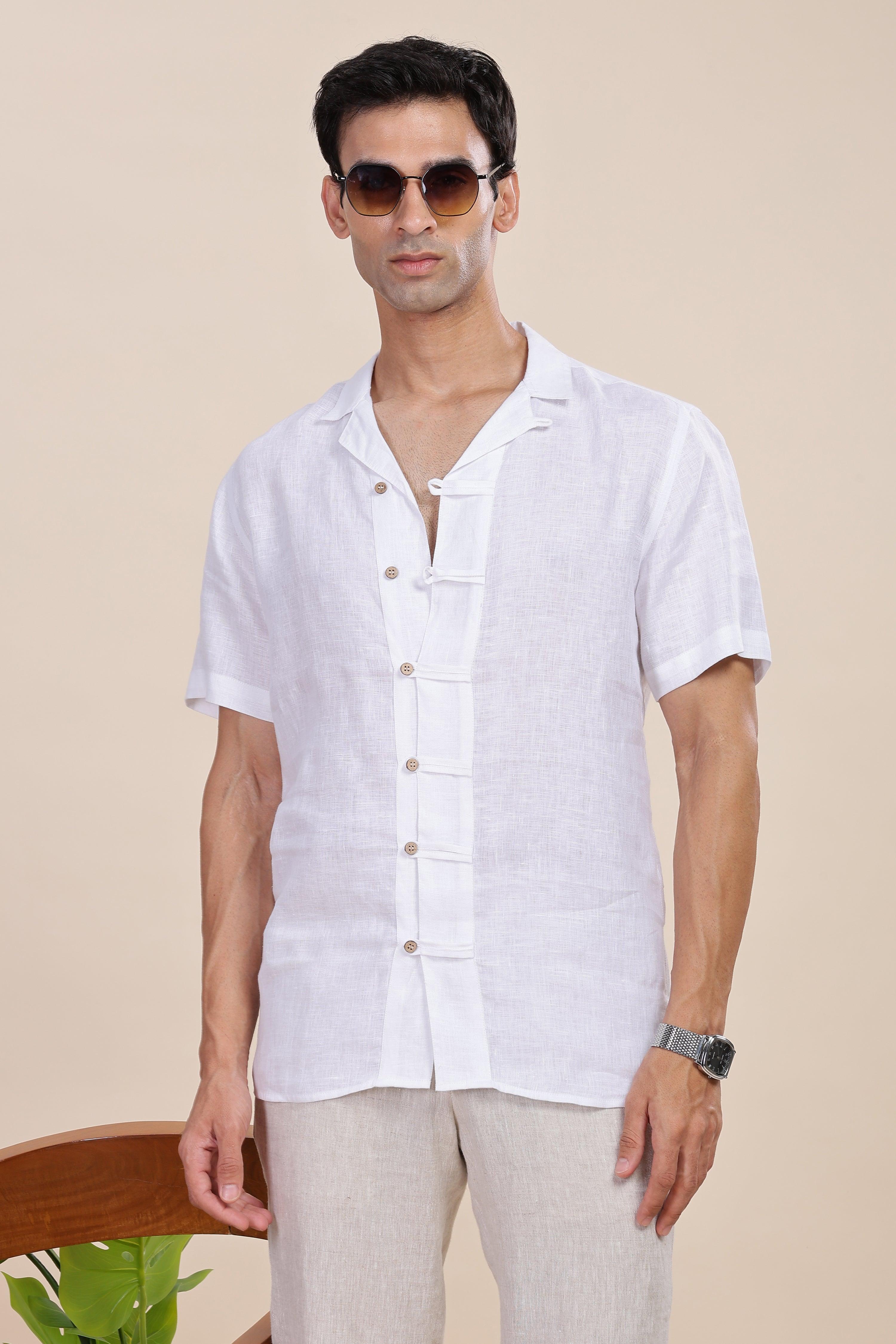 BRIAN - The Epitome Of Elegance 100% Pure Linen White Shirt