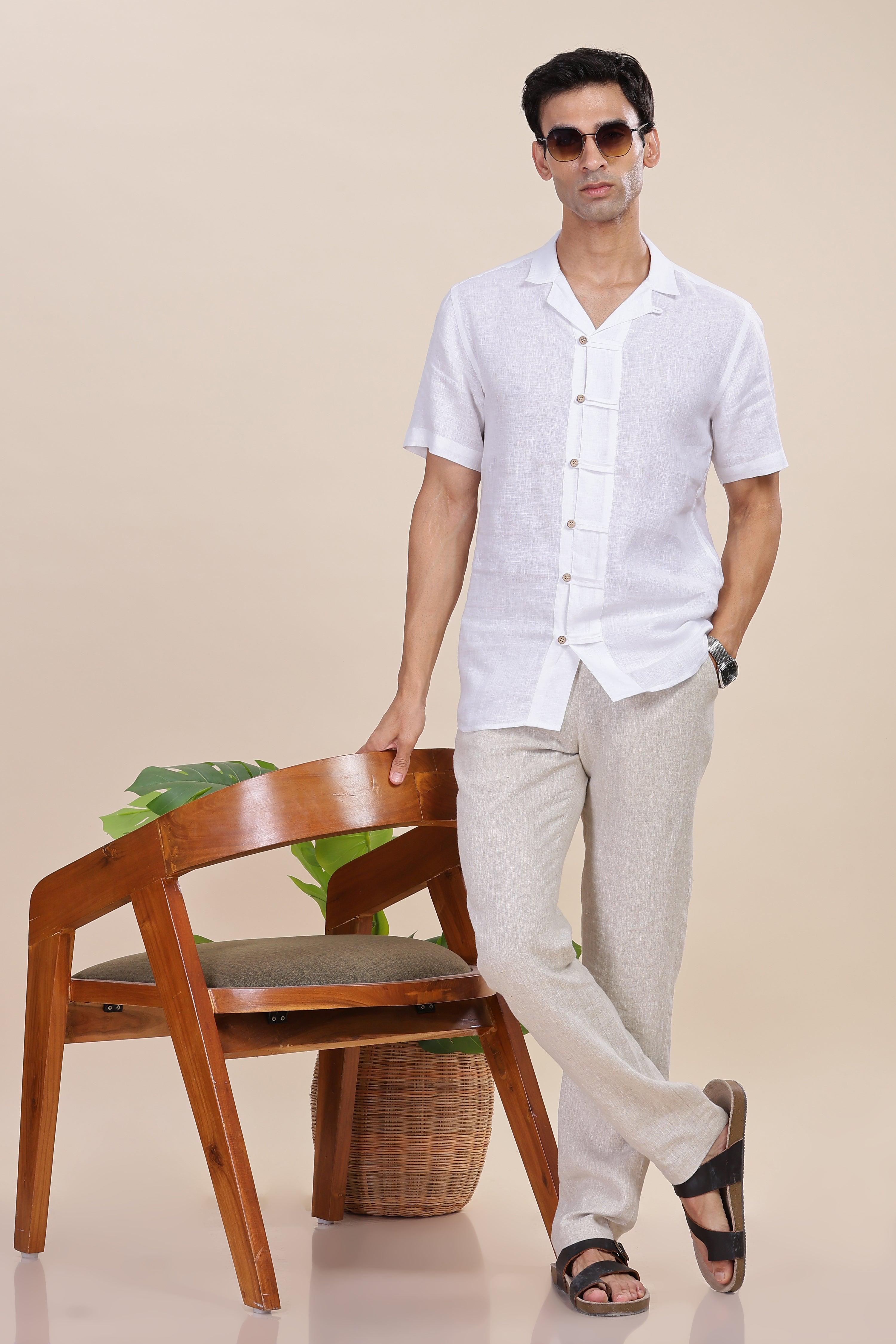 BRIAN - The Epitome Of Elegance 100% Pure Linen White Shirt