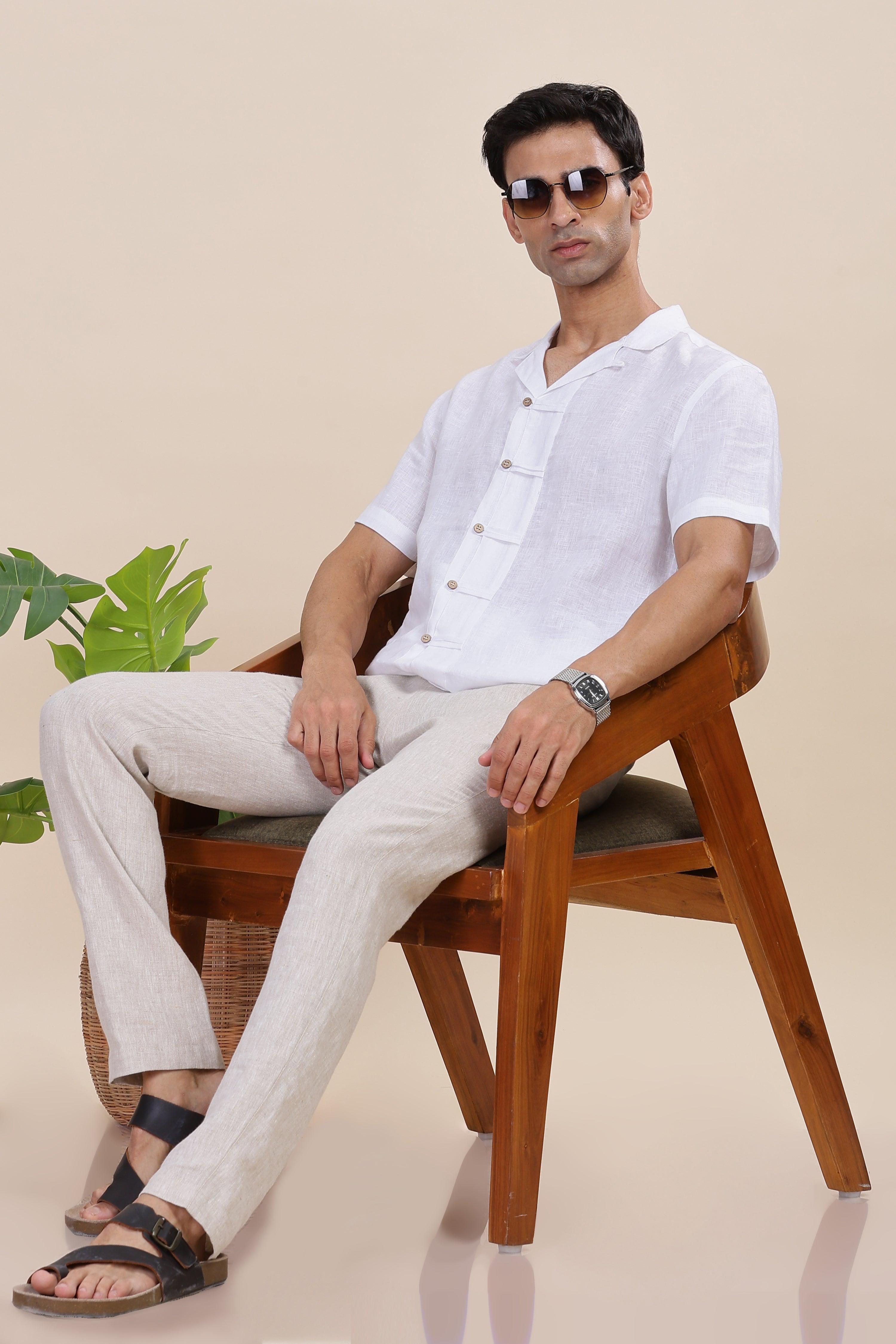 BRIAN - The Epitome Of Elegance 100% Pure Linen White Shirt