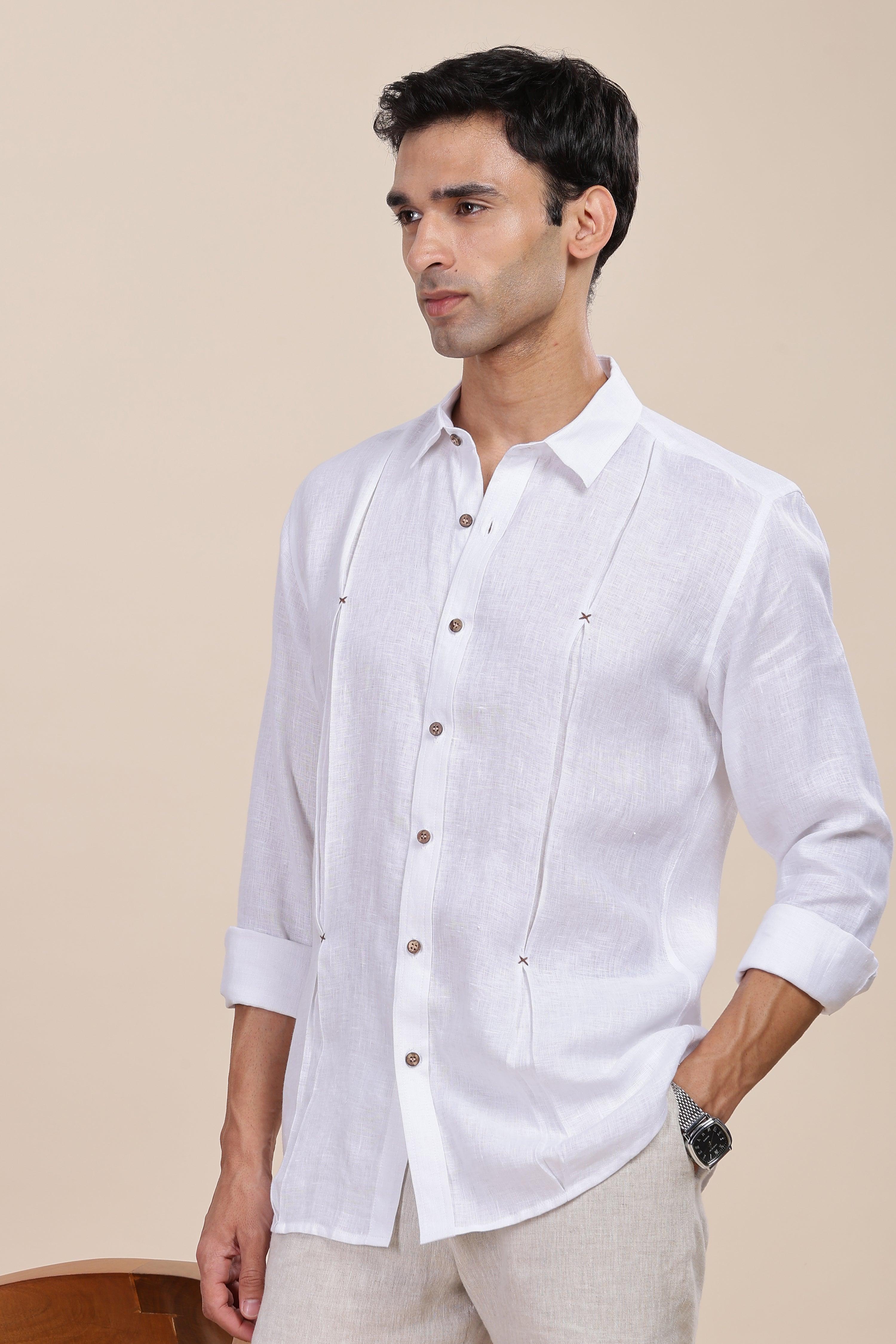 FELIPE -Timeless Elegance in Pure Linen White Shirts