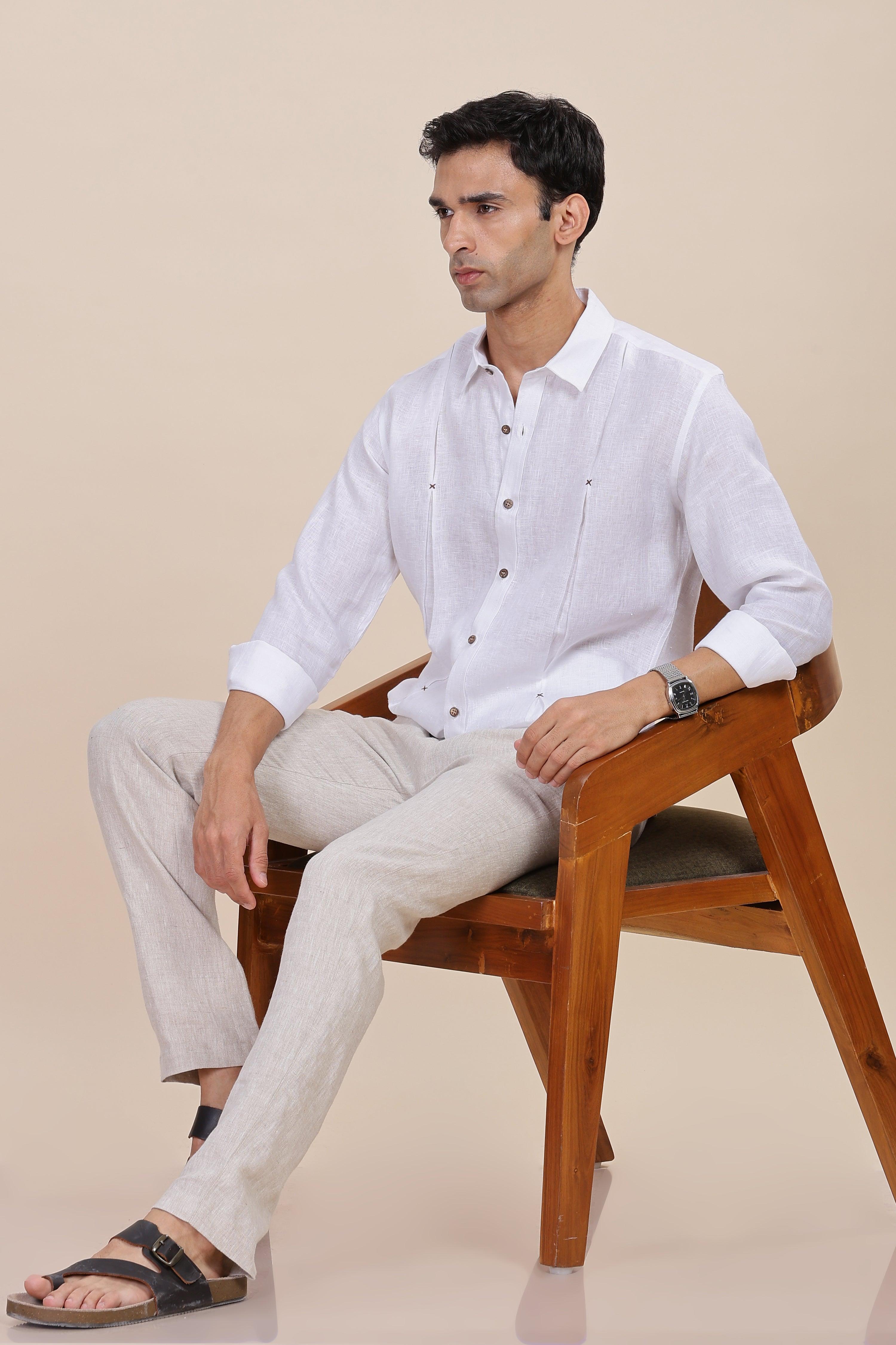 FELIPE -Timeless Elegance in Pure Linen White Shirts
