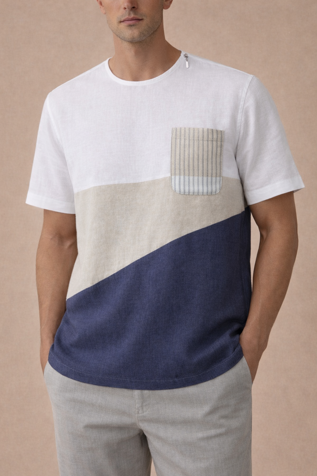 ALAN - PURE IRISH LINEN MULTI-COLORED T SHIRT