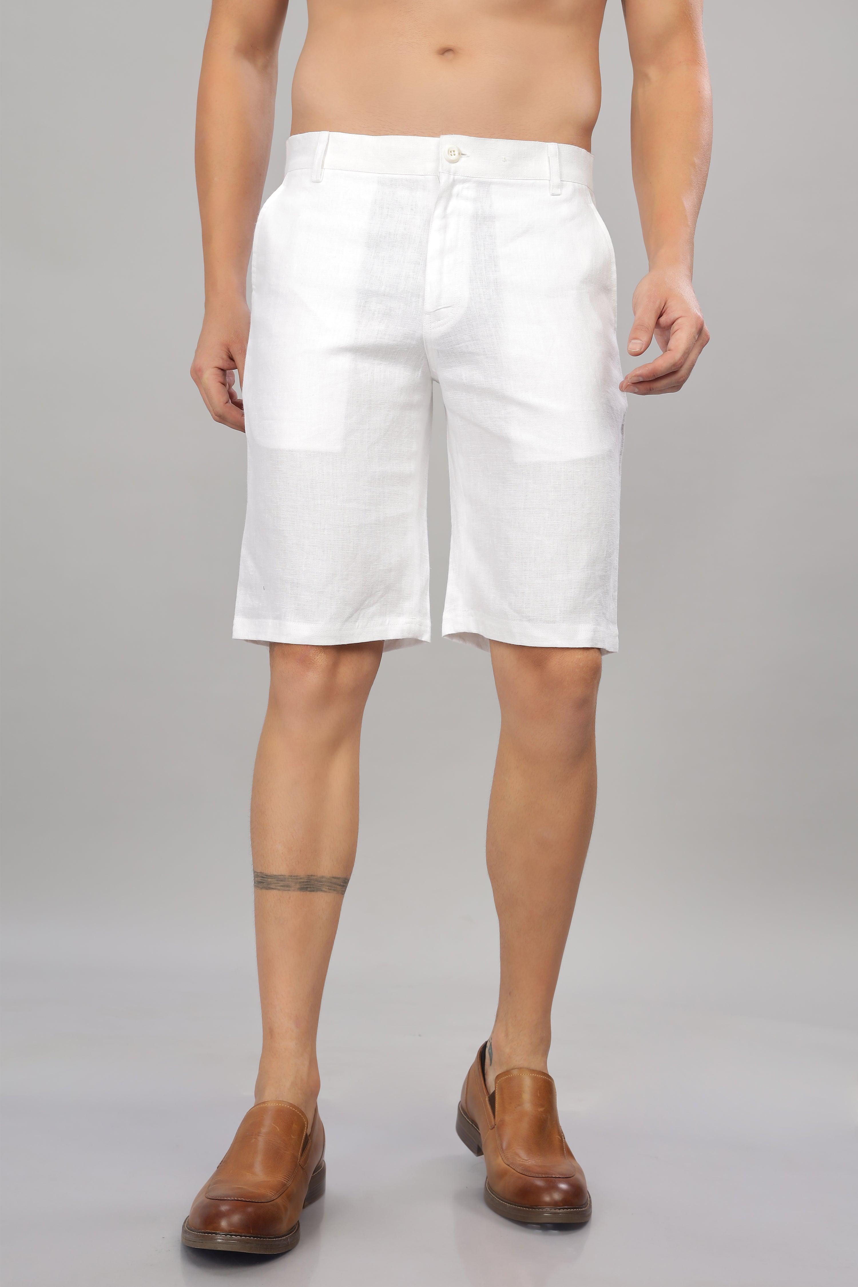 FREN PURE LINEN WHITE SHORTS