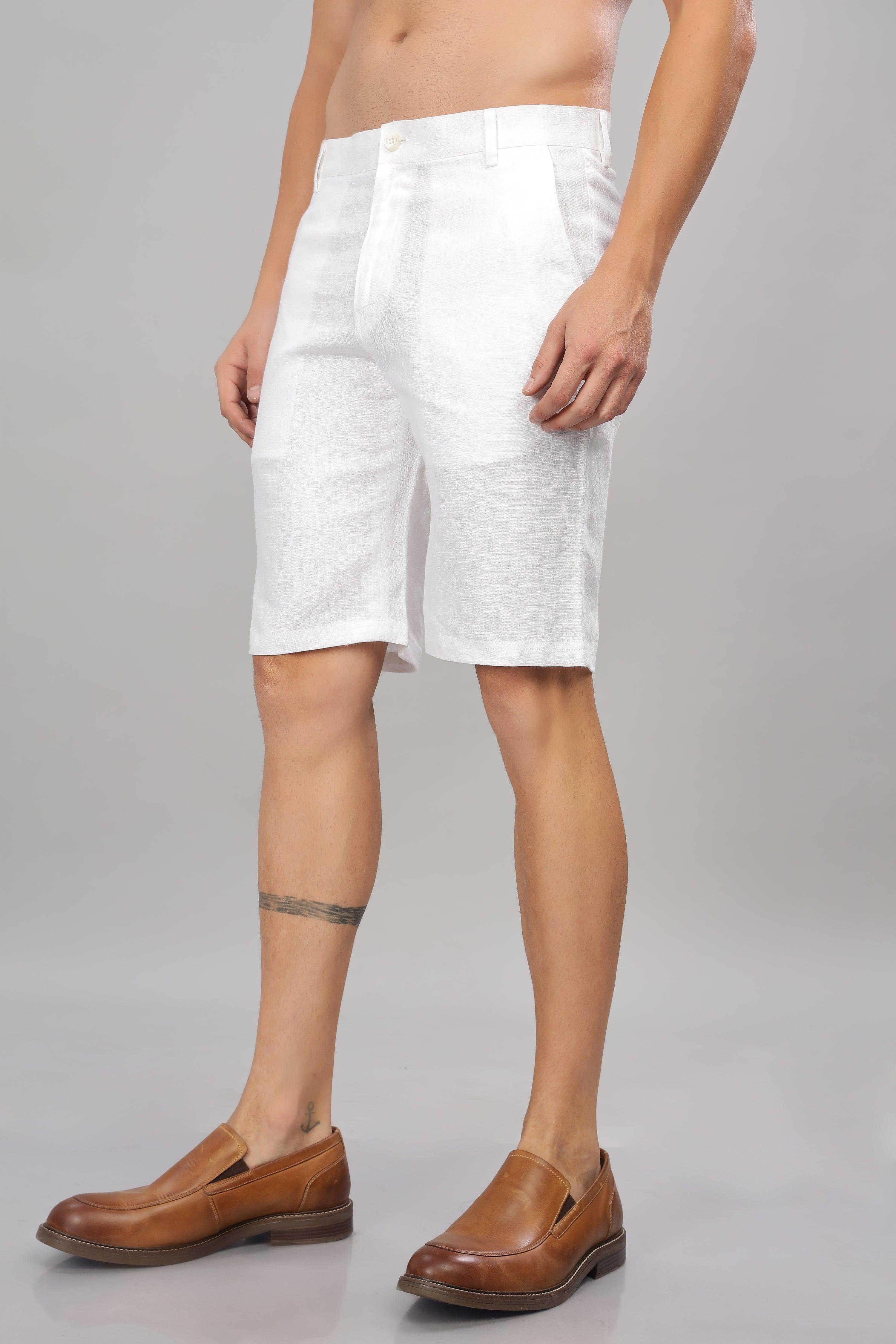 FREN PURE LINEN WHITE SHORTS