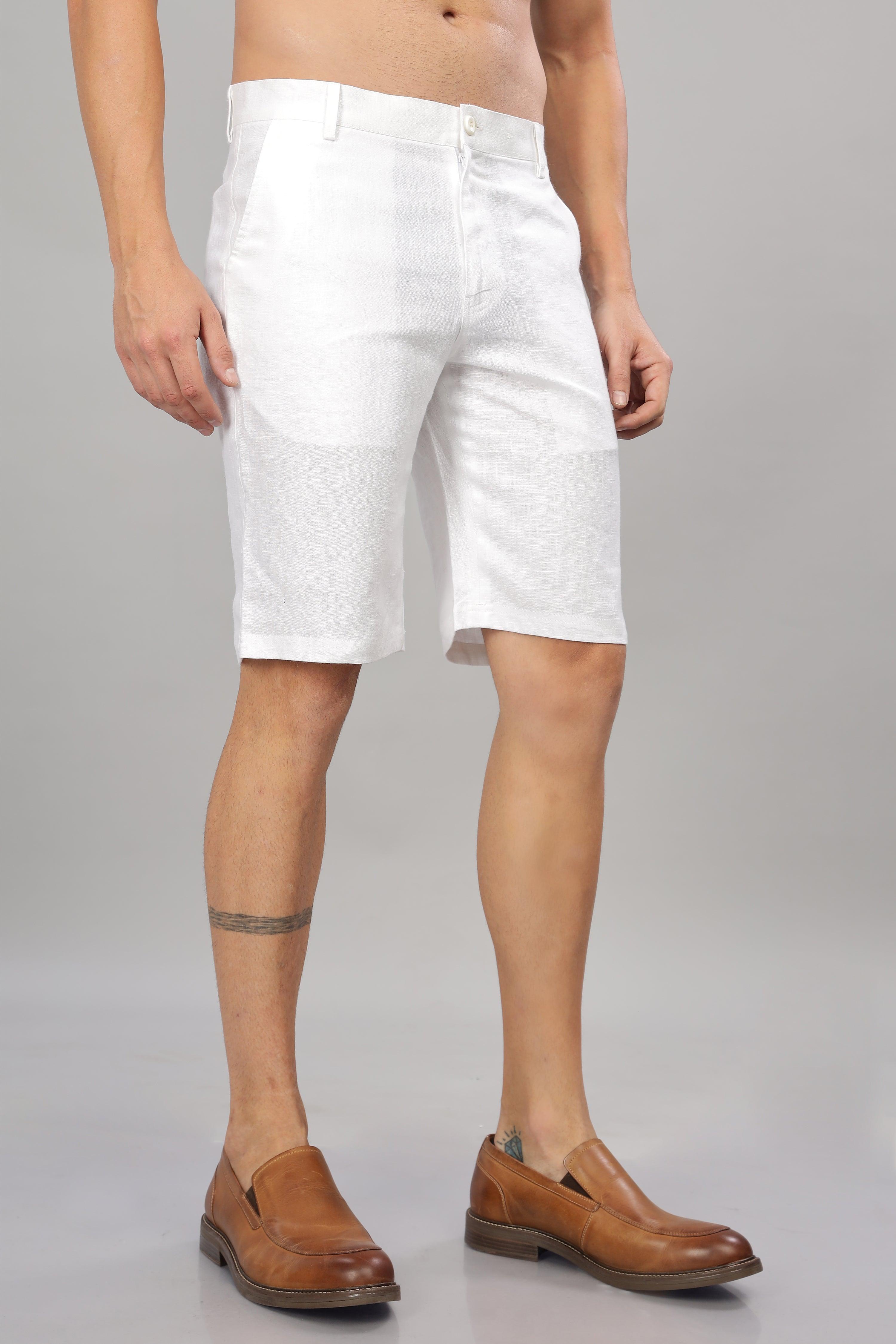 FREN PURE LINEN WHITE SHORTS
