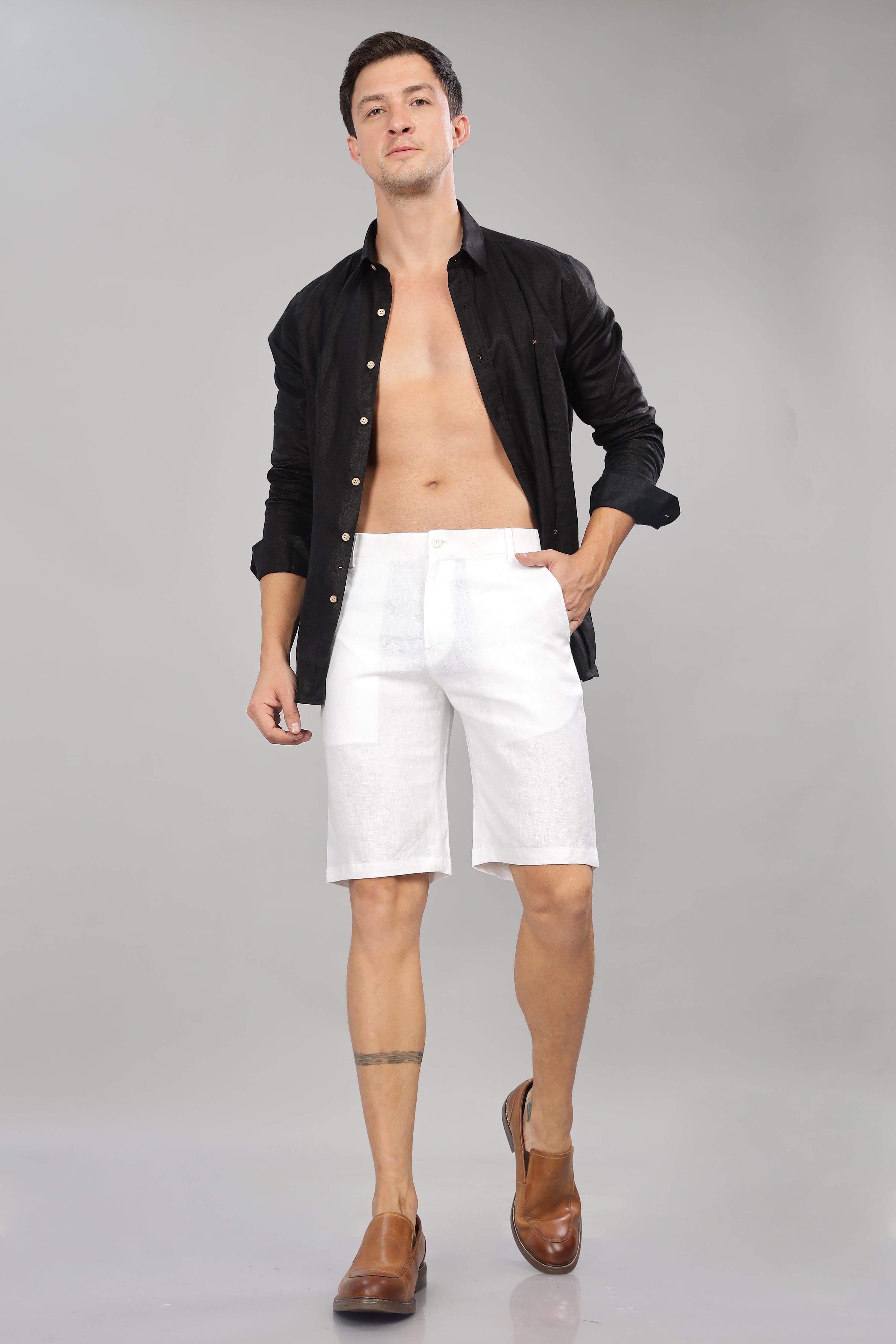 FREN PURE LINEN WHITE SHORTS