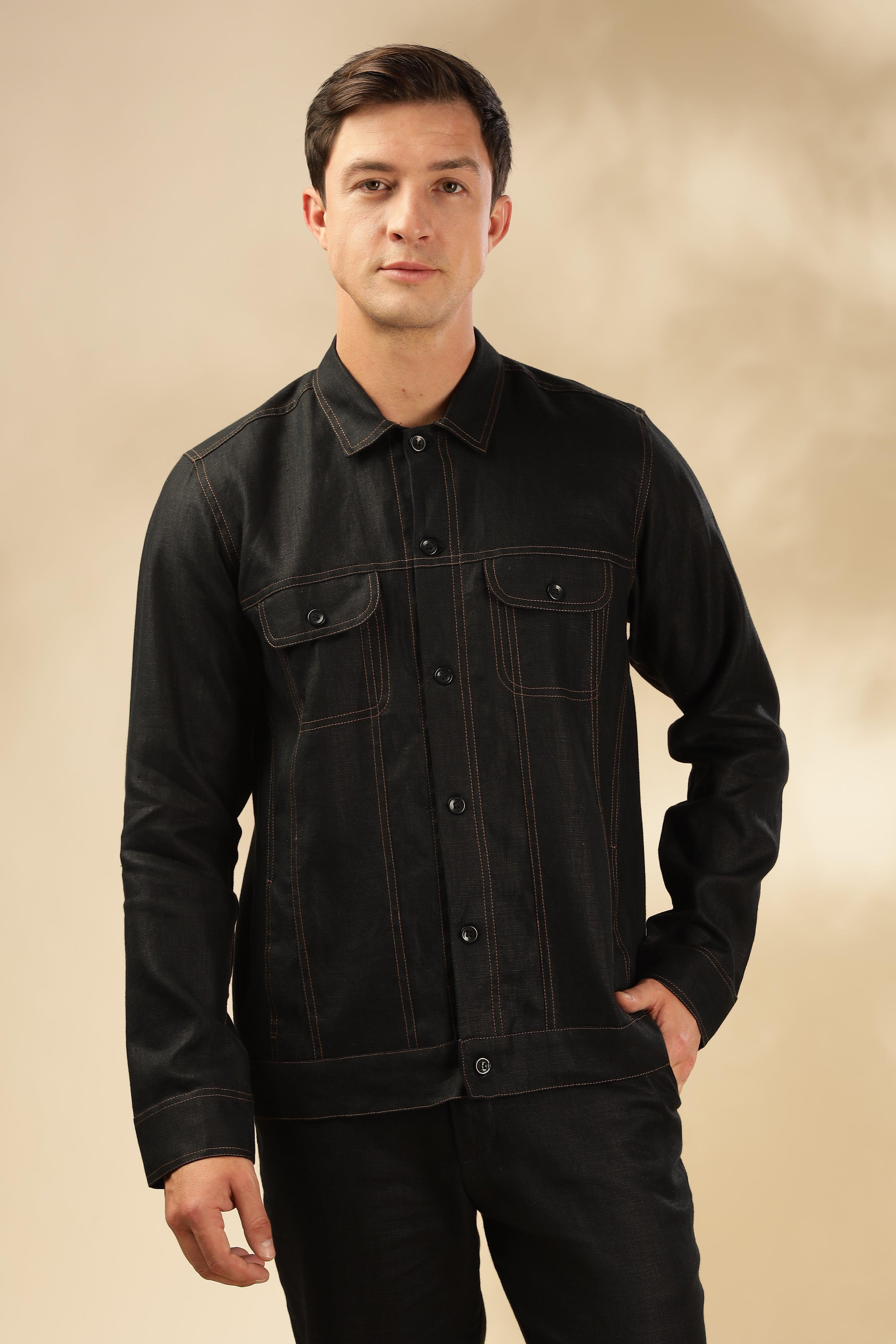 PABLO - Pure French Linen Black Jacket