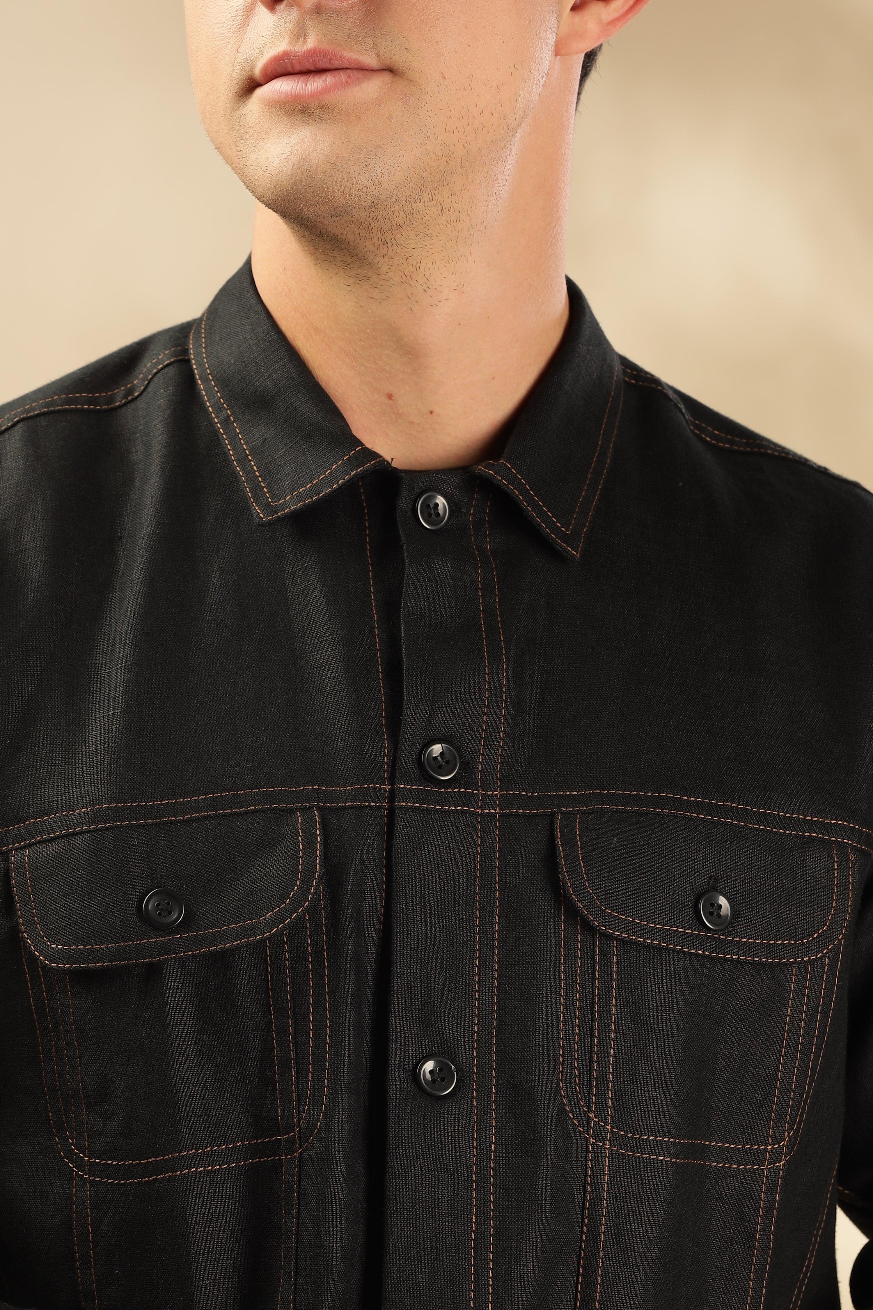 PABLO - Pure French Linen Black Jacket