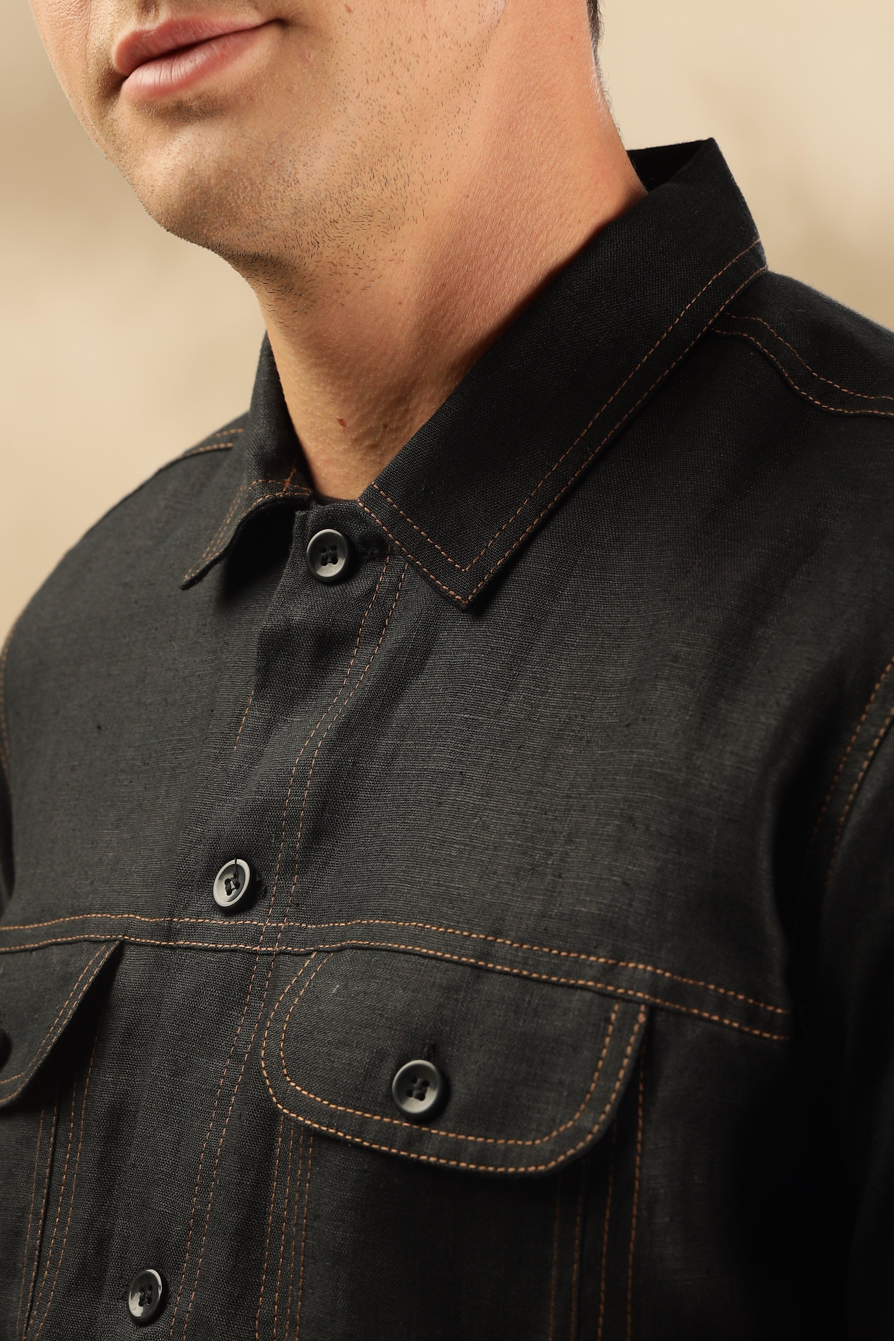 PABLO - Pure French Linen Black Jacket