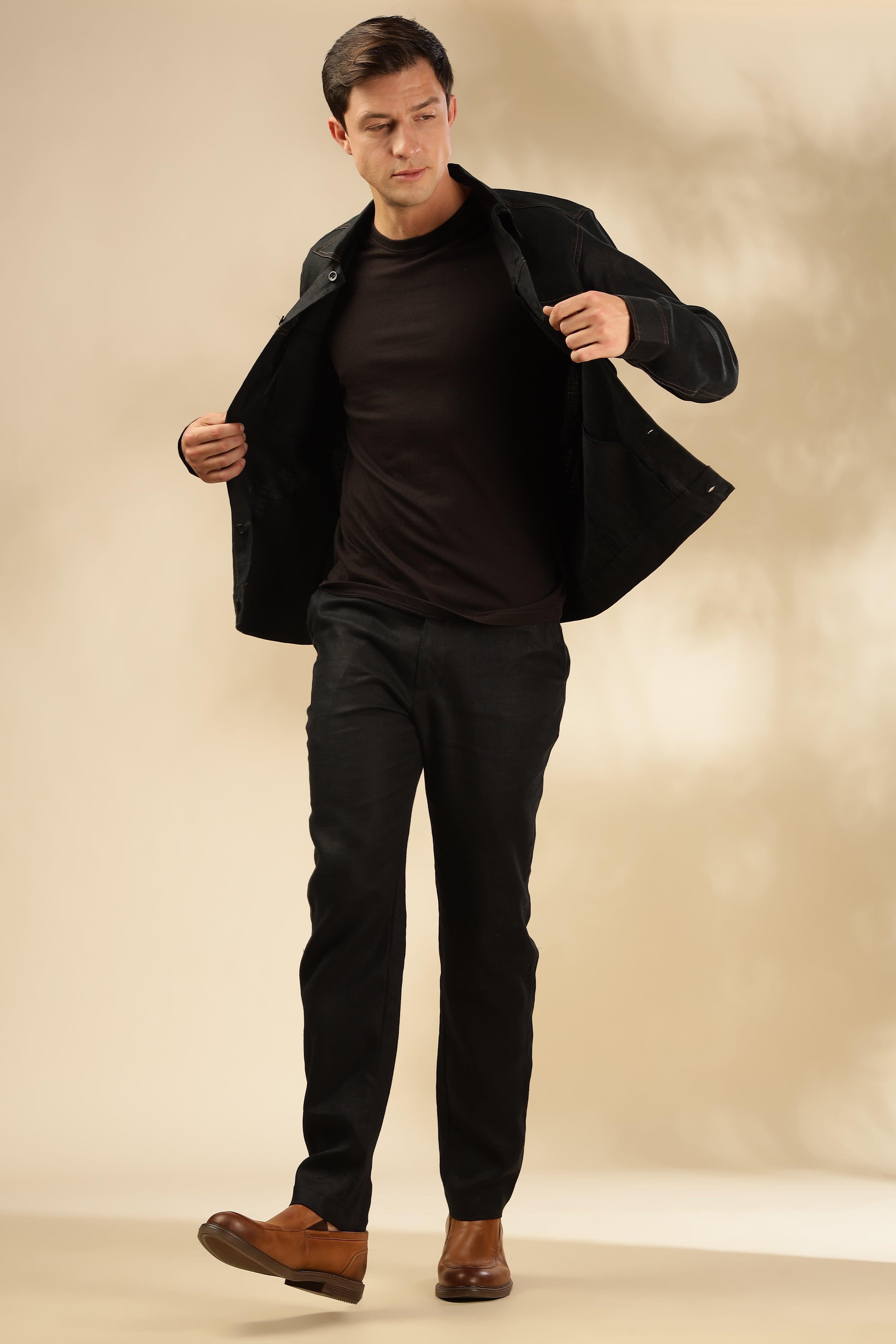 PABLO - Pure French Linen Black Jacket