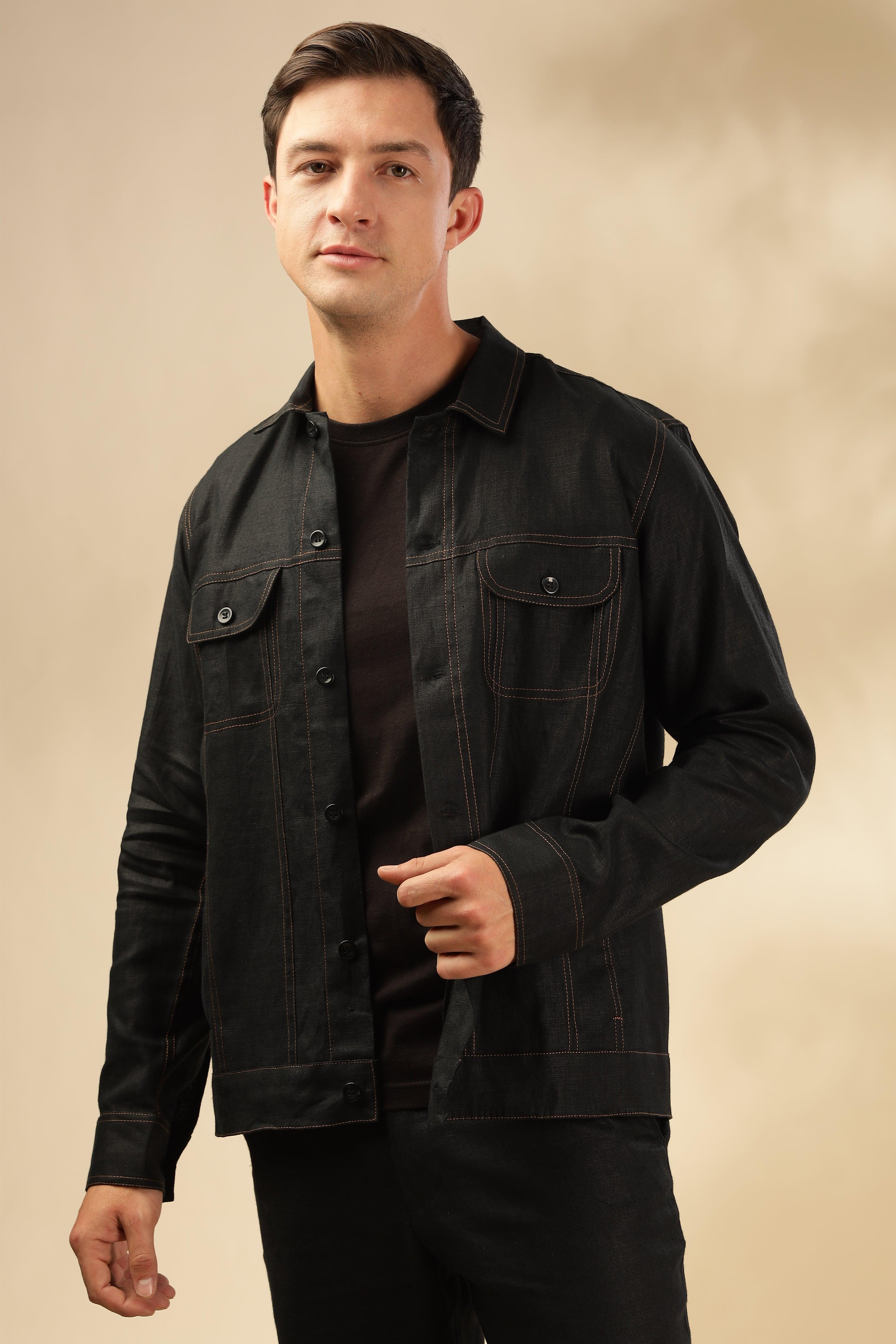 PABLO - Pure French Linen Black Jacket