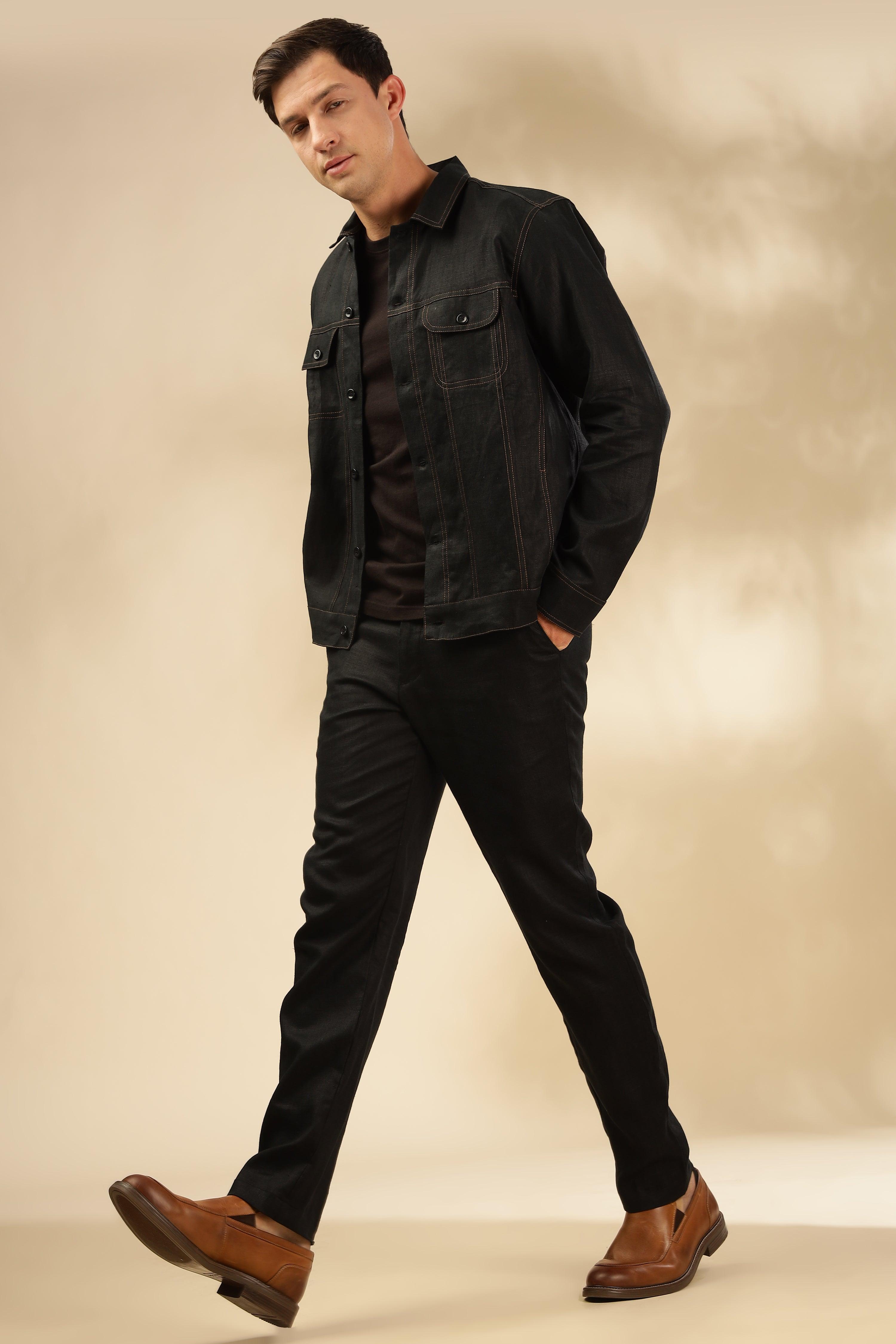 PABLO - Pure French Linen Black Jacket