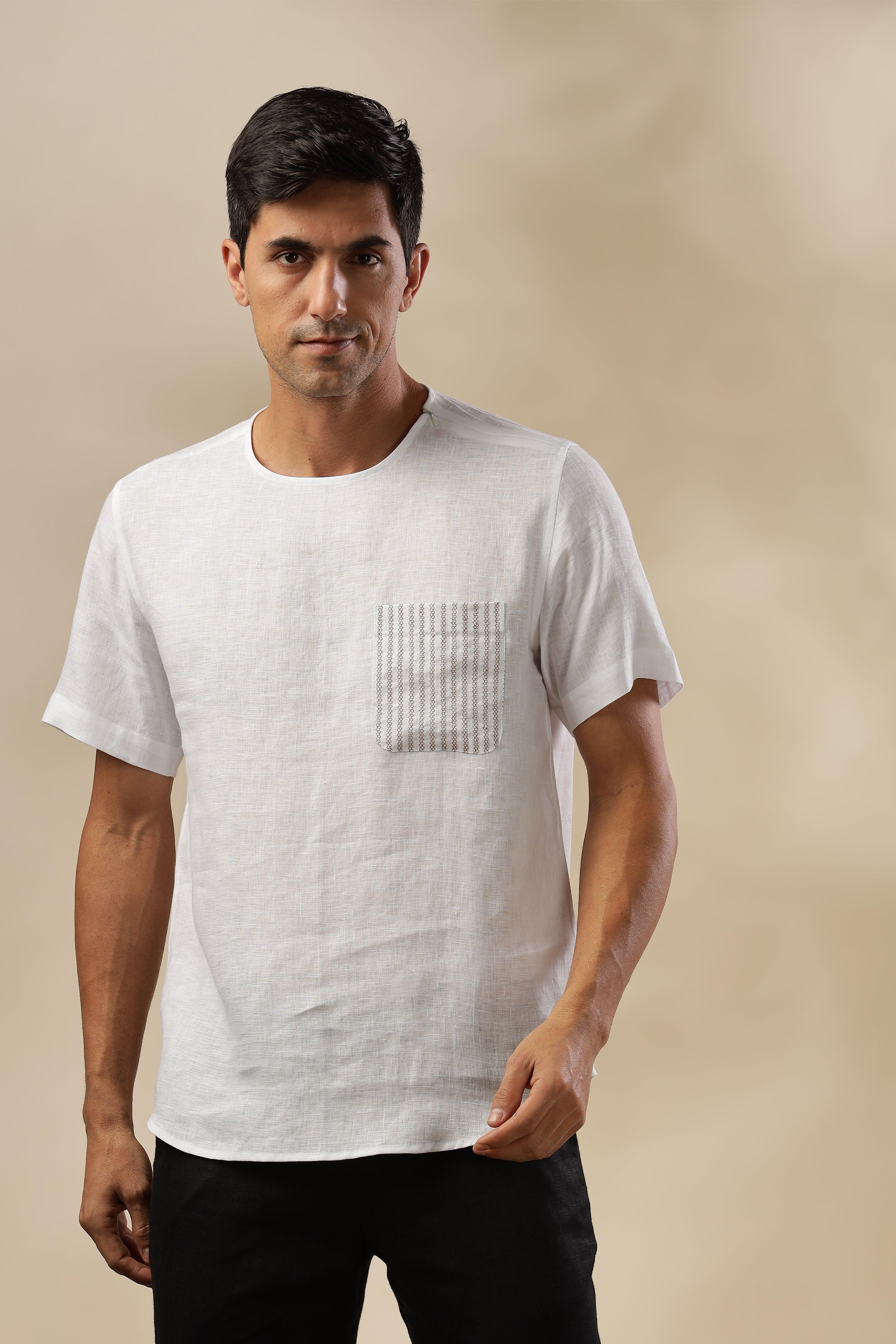 ALAN - Pure French Linen White T-Shirt