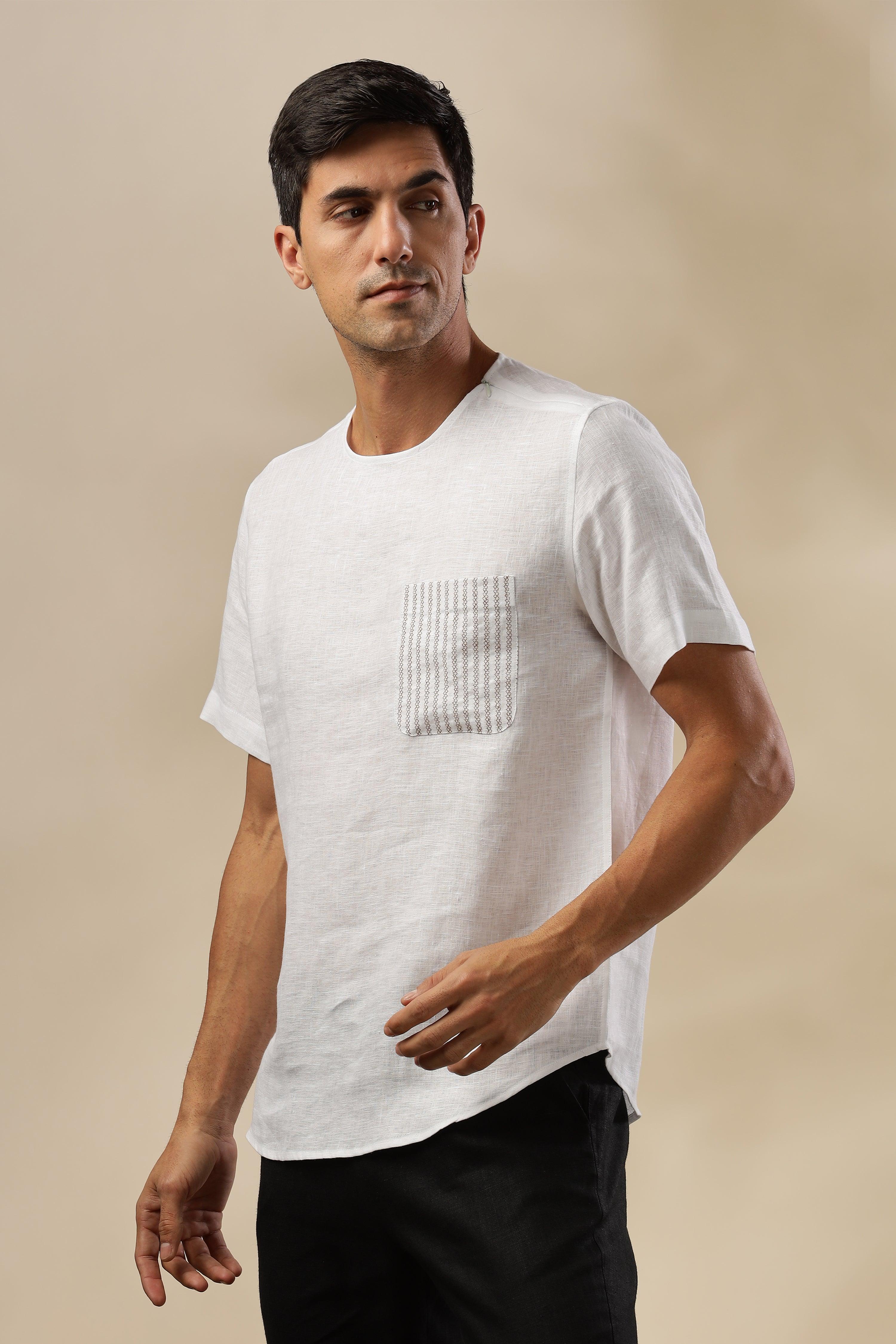 ALAN - Pure French Linen White T-Shirt