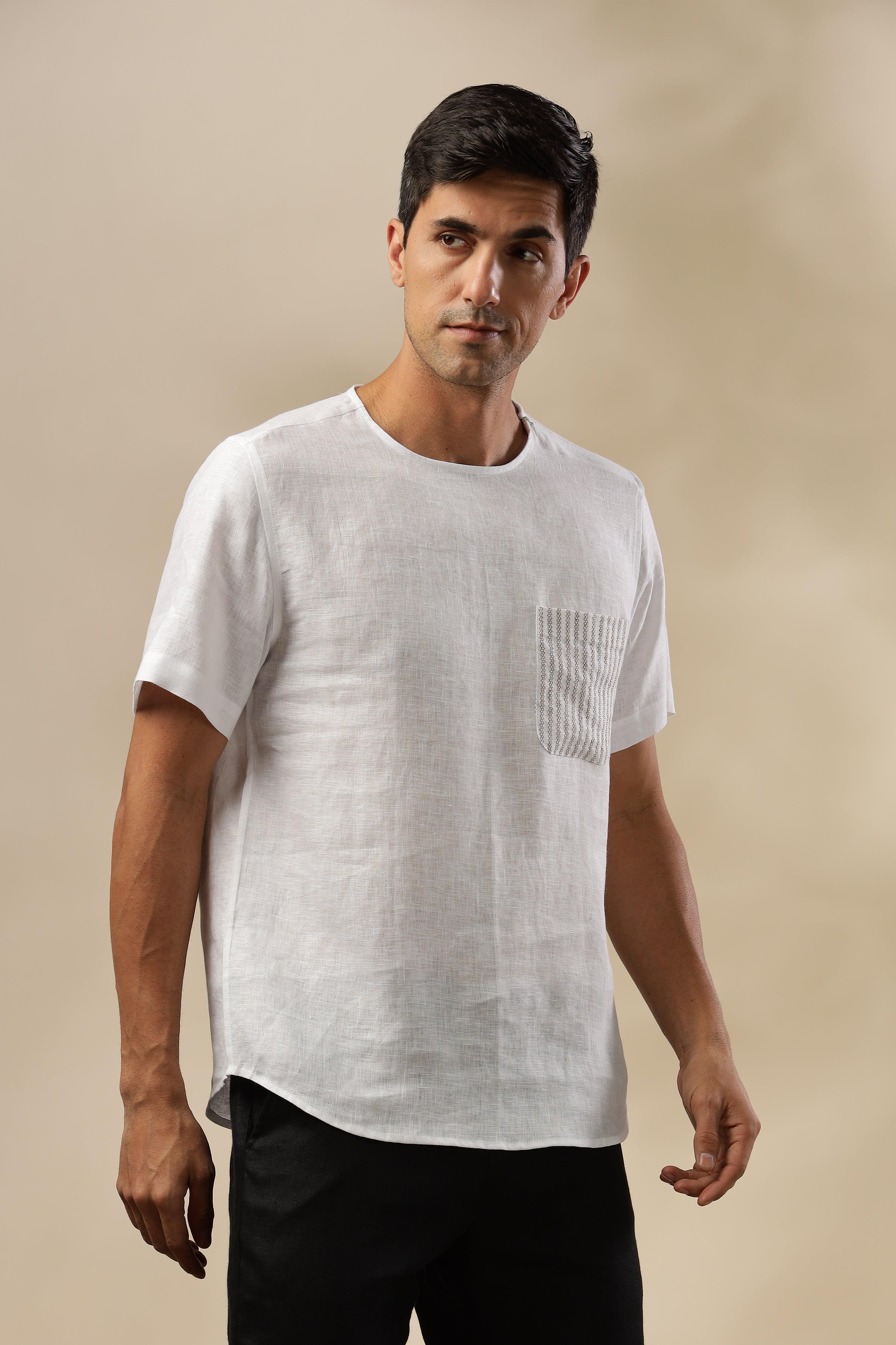 ALAN - Pure French Linen White T-Shirt