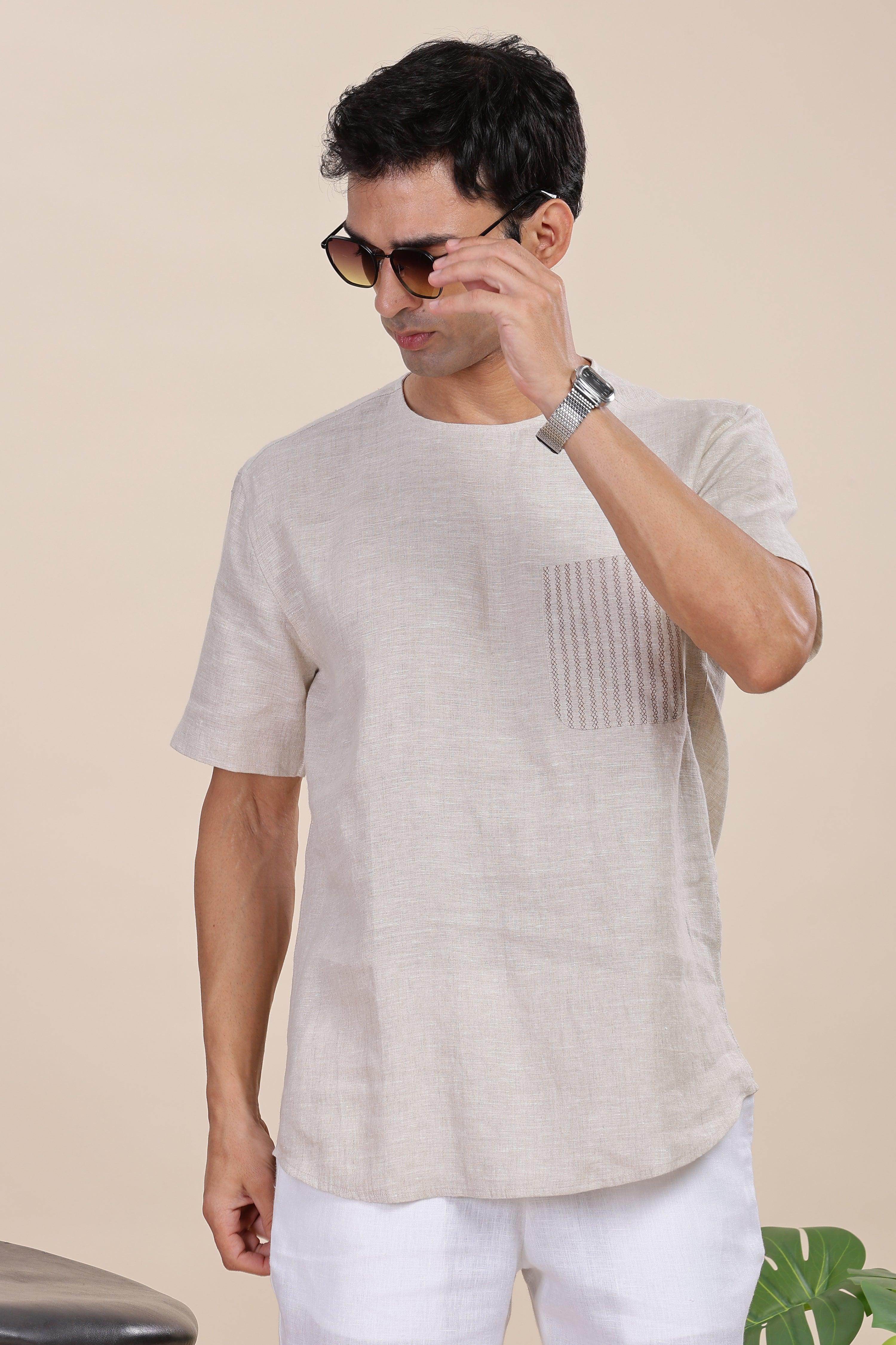 ALAN - Pure French Linen Natural T-Shirt
