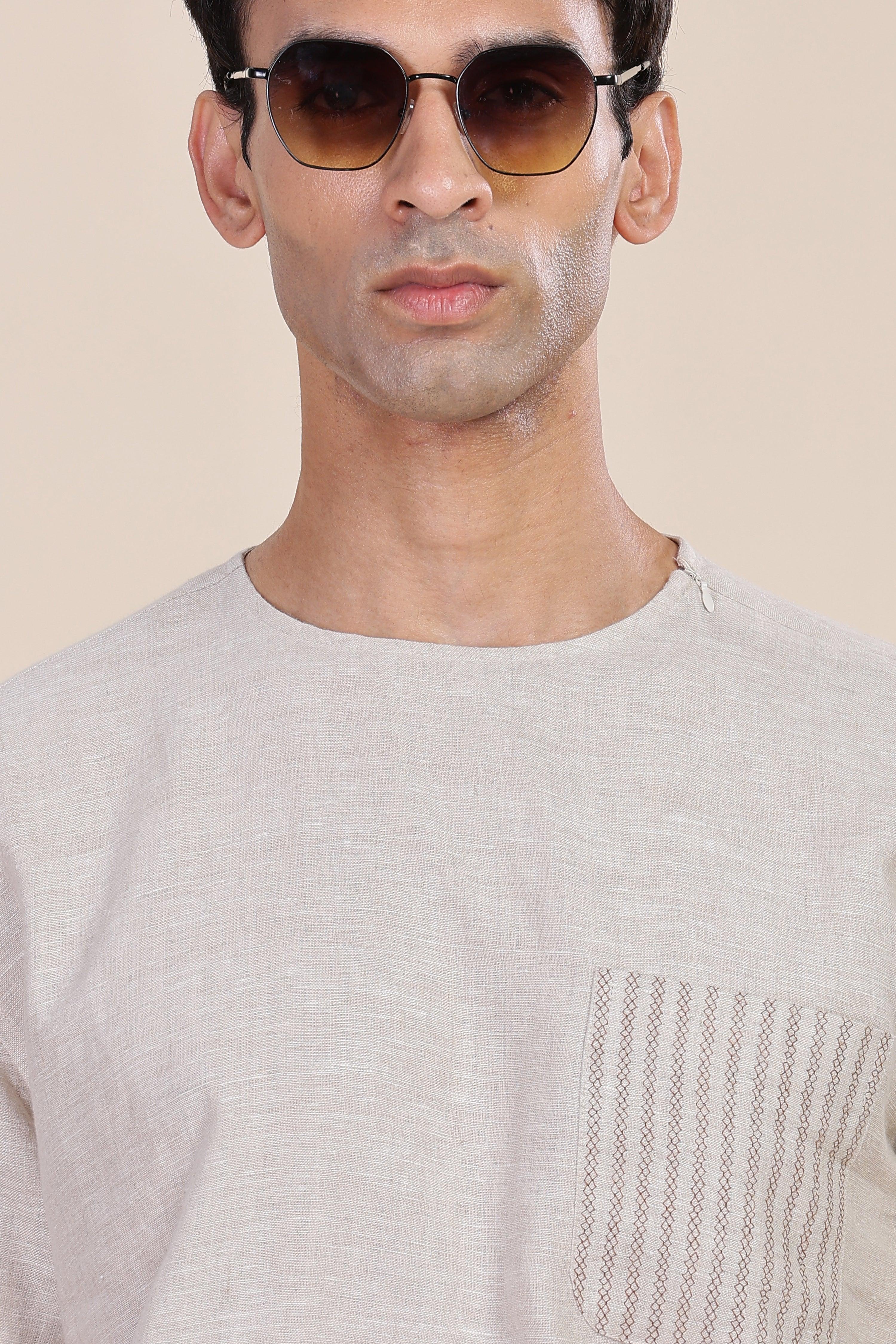 ALAN - Pure French Linen Natural T-Shirt