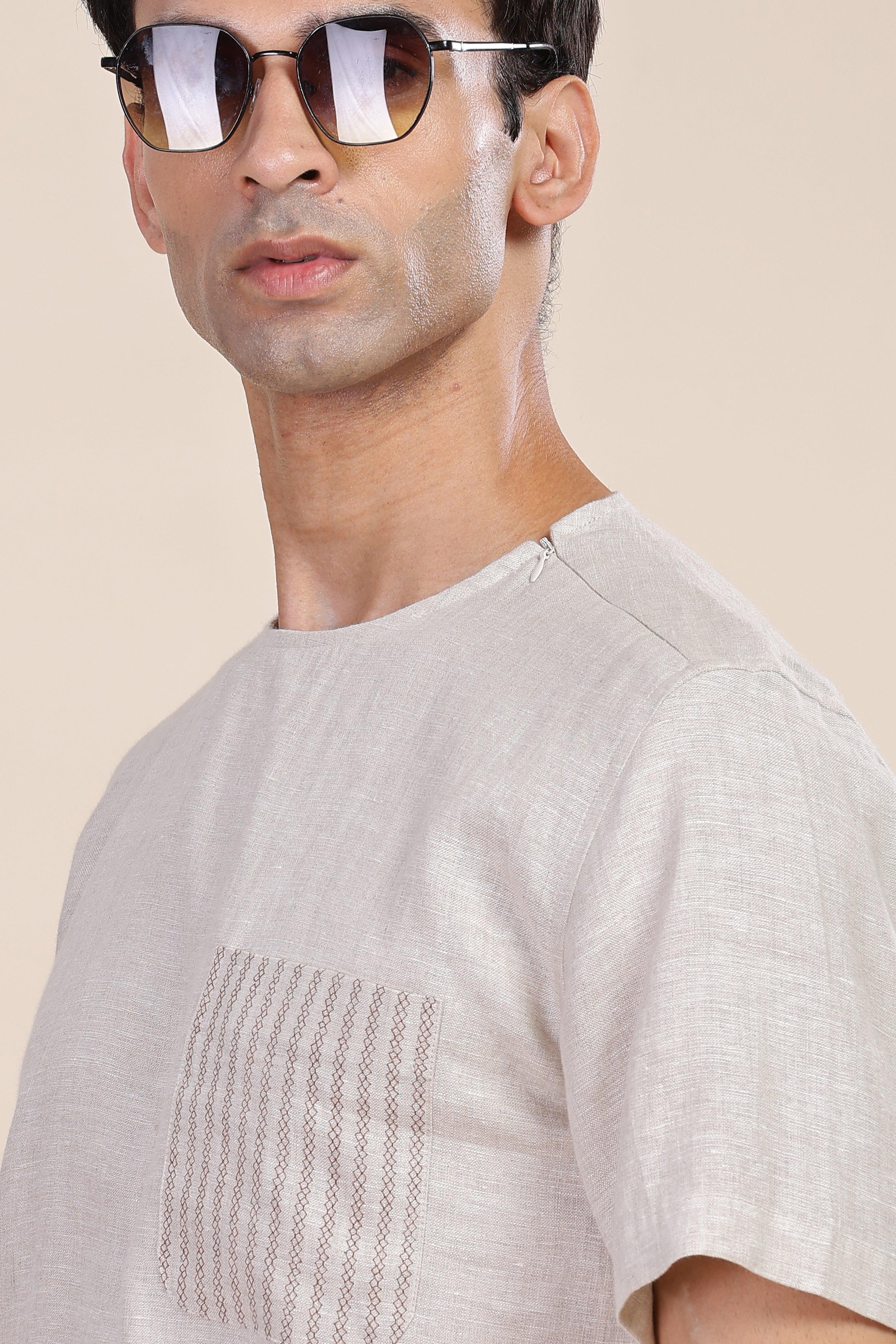 ALAN - Pure French Linen Natural T-Shirt
