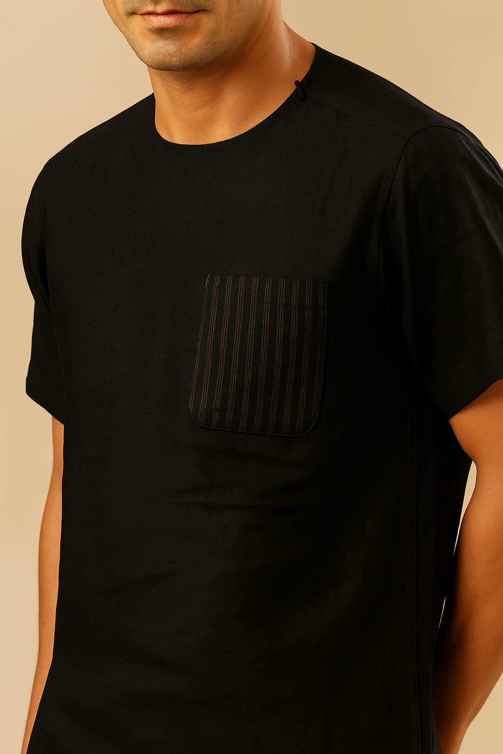 ALAN - Pure French Linen Black T-Shirt